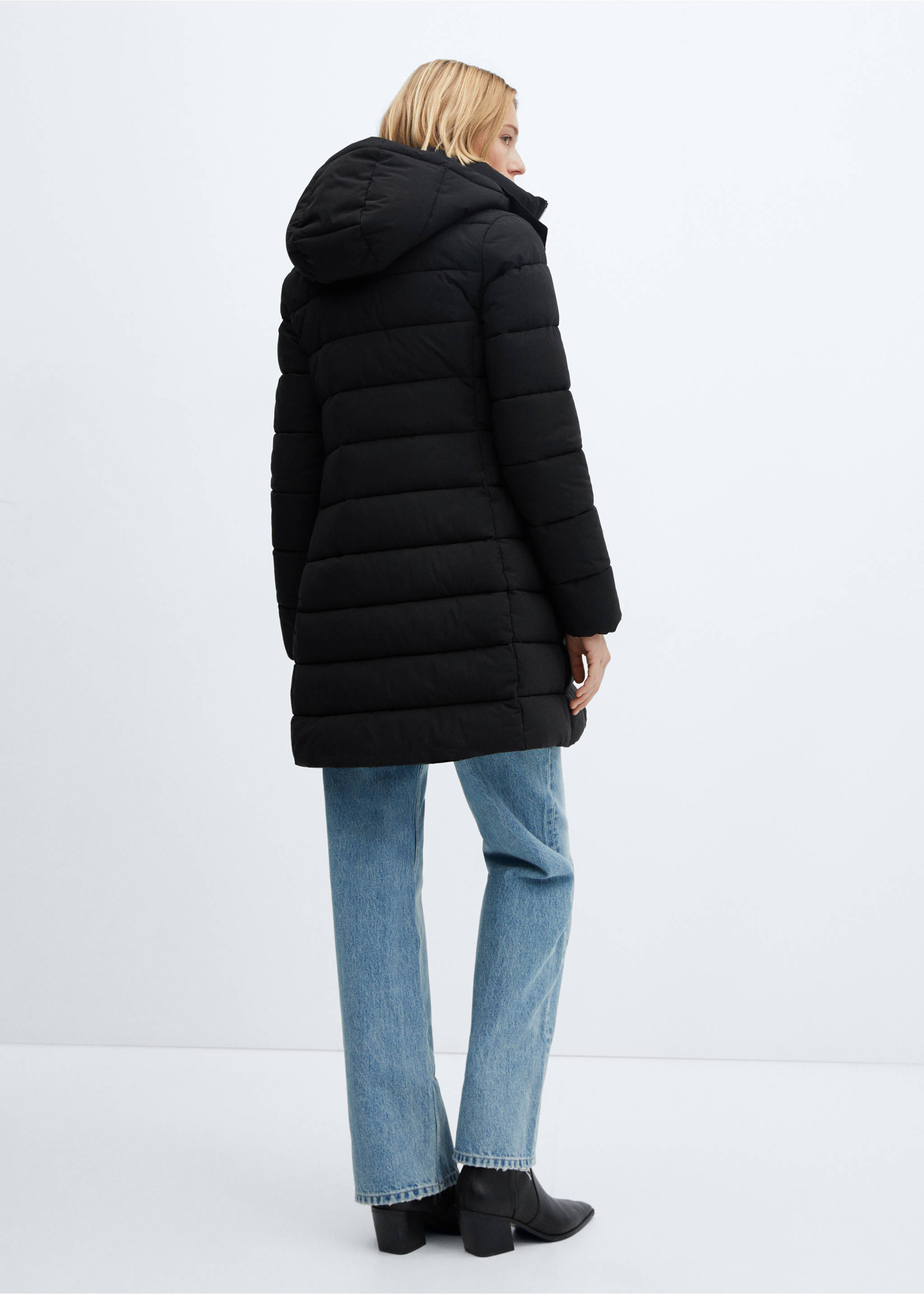 Hood puffer coat - Reverse of the article, Black. Ref: 67050641-00.
