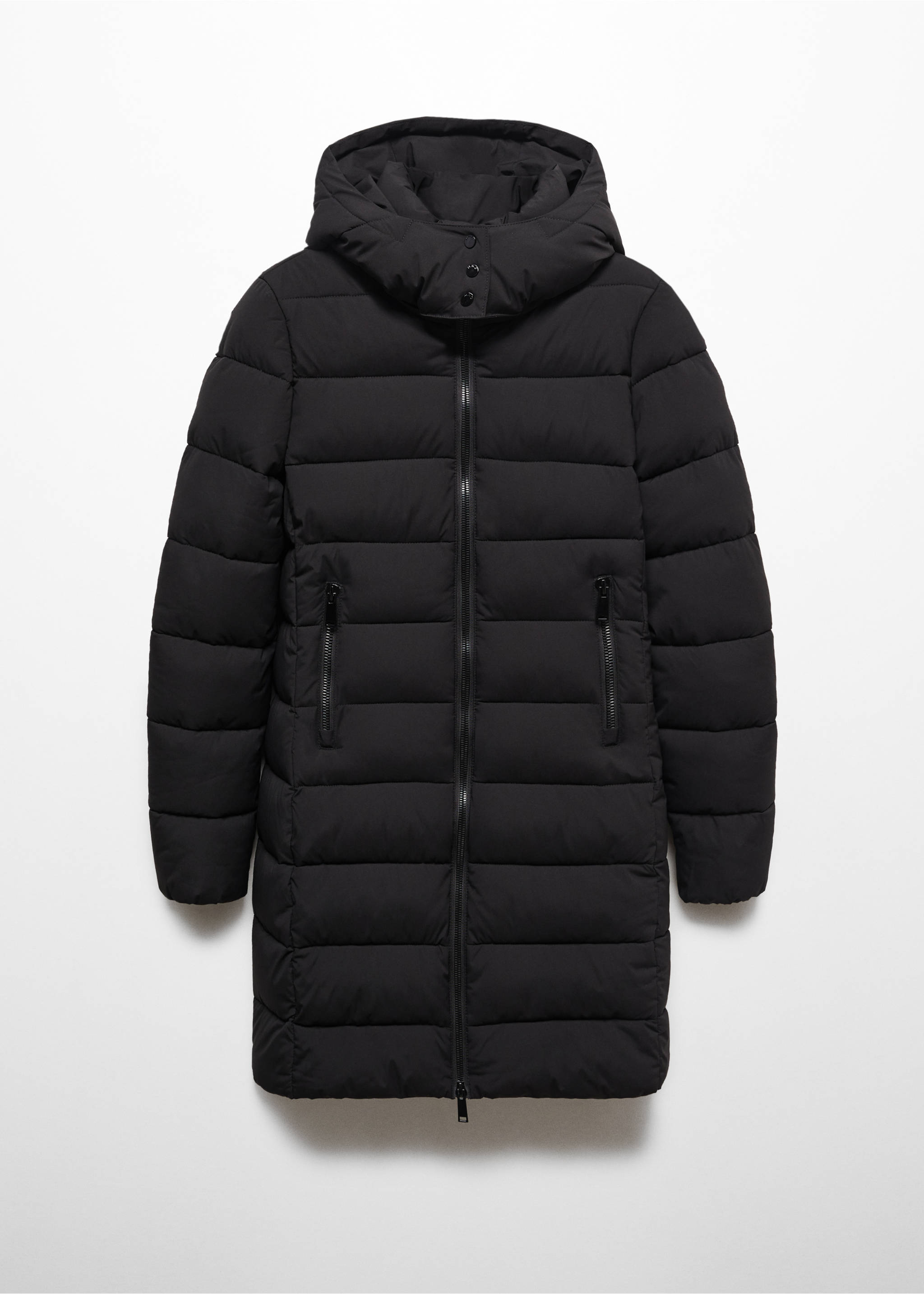 Hood puffer coat - Article without model, Black. Ref: 67050641-00.