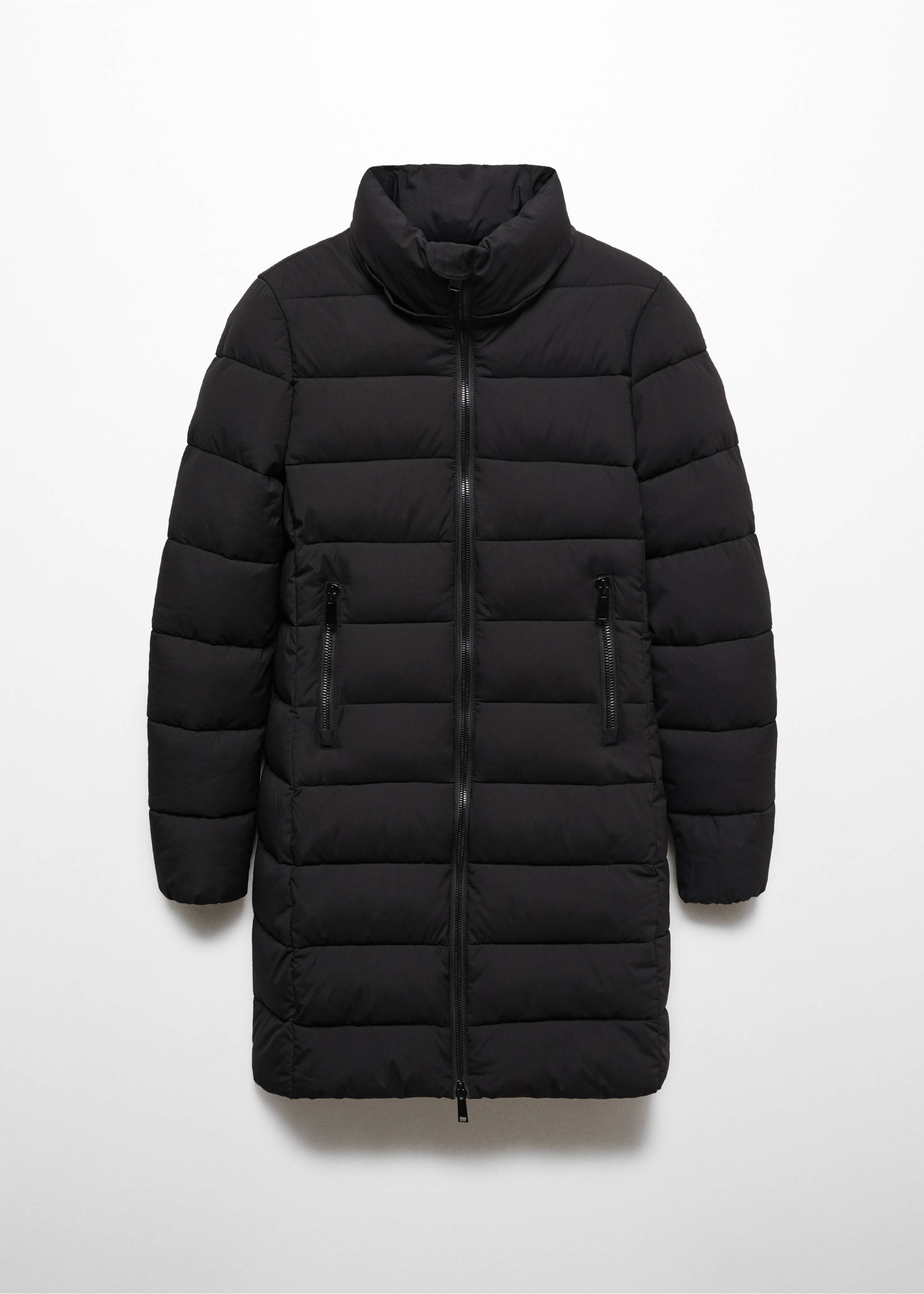 Hood puffer coat - Details of the article 8, Black. Ref: 67050641-00.