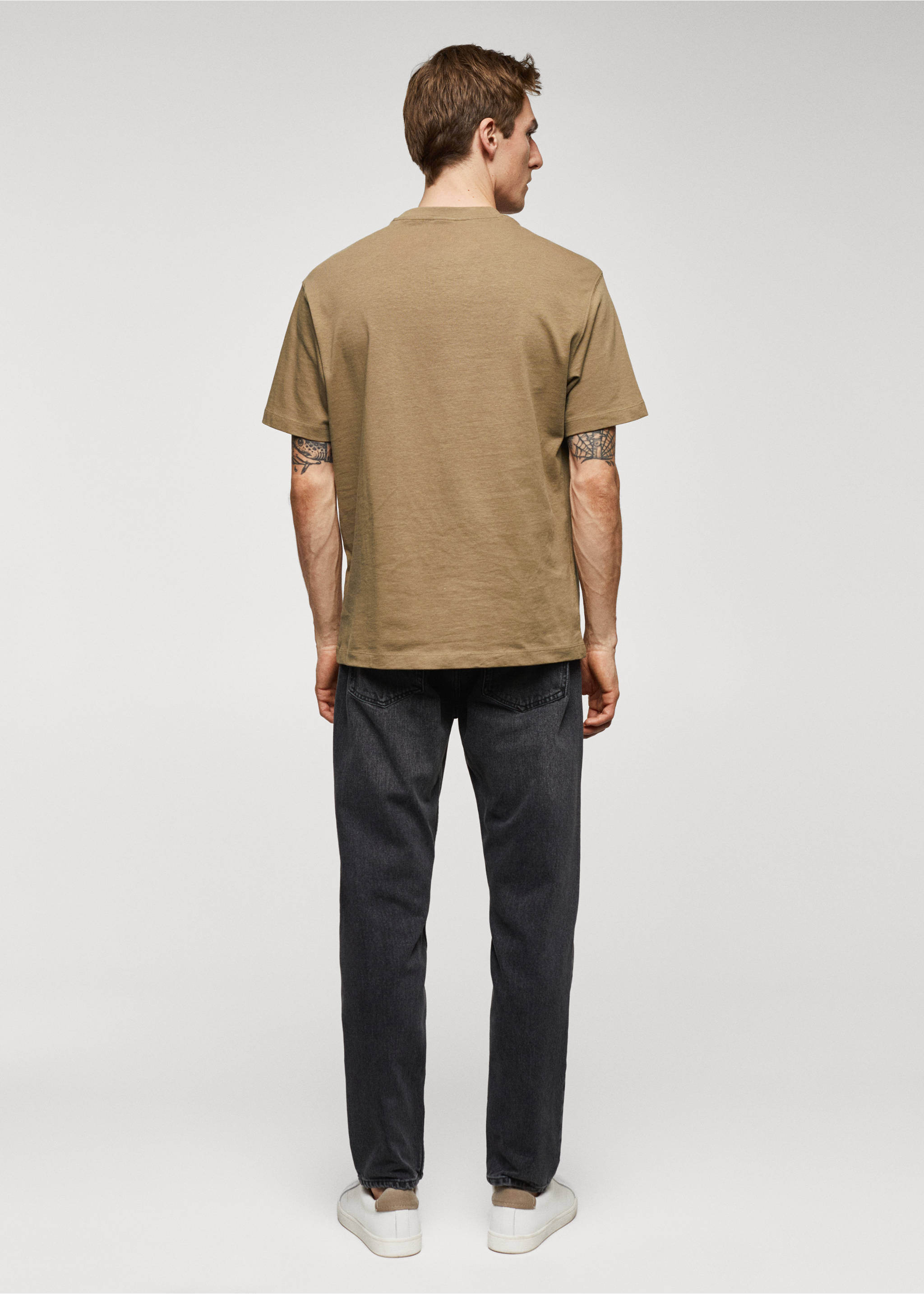 Basic 100% cotton relaxed-fit t-shirt - Reverse of the article, Medium Brown. Ref: 67050644-00.
