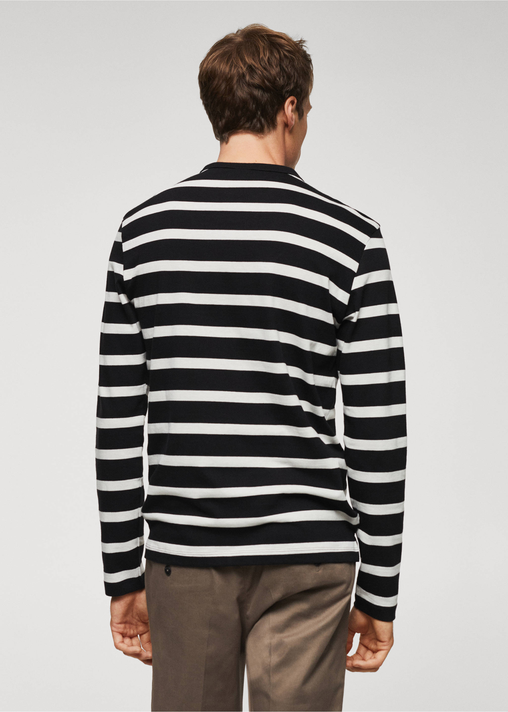 Striped long sleeves t-shirt - Reverse of the article, Black. Ref: 67050648-00.