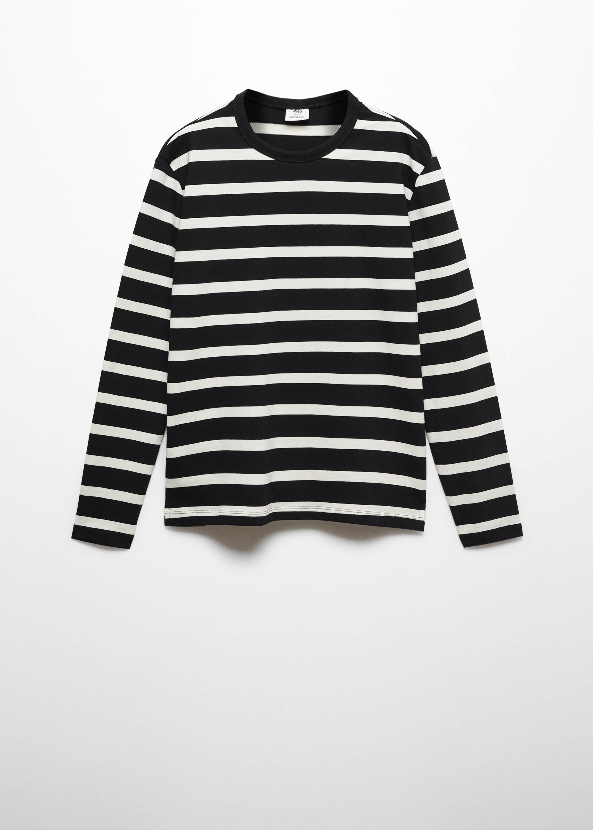 Striped long sleeves t-shirt - Article without model, Black. Ref: 67050648-00.
