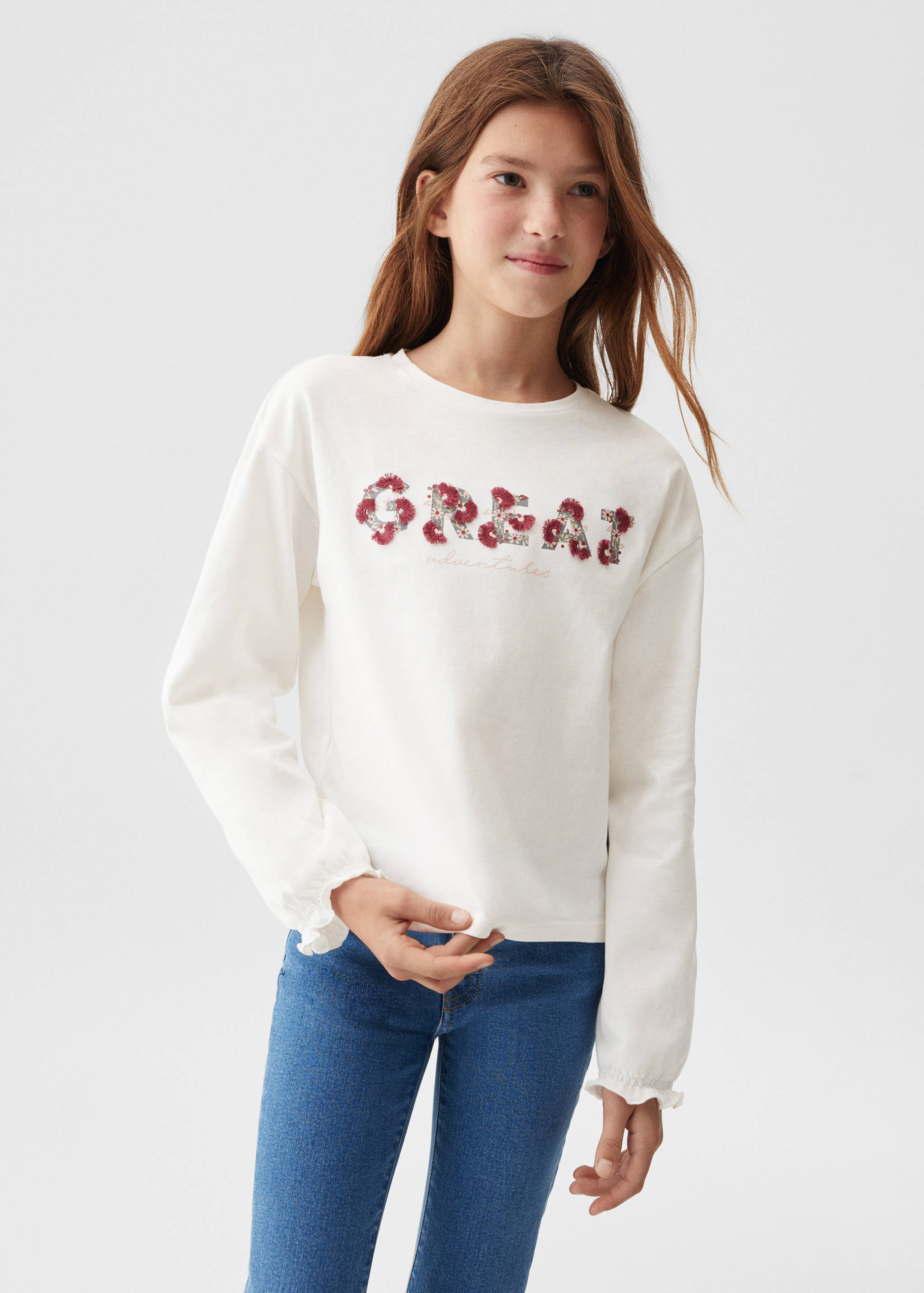 Long-sleeved t-shirt with message - Medium plane