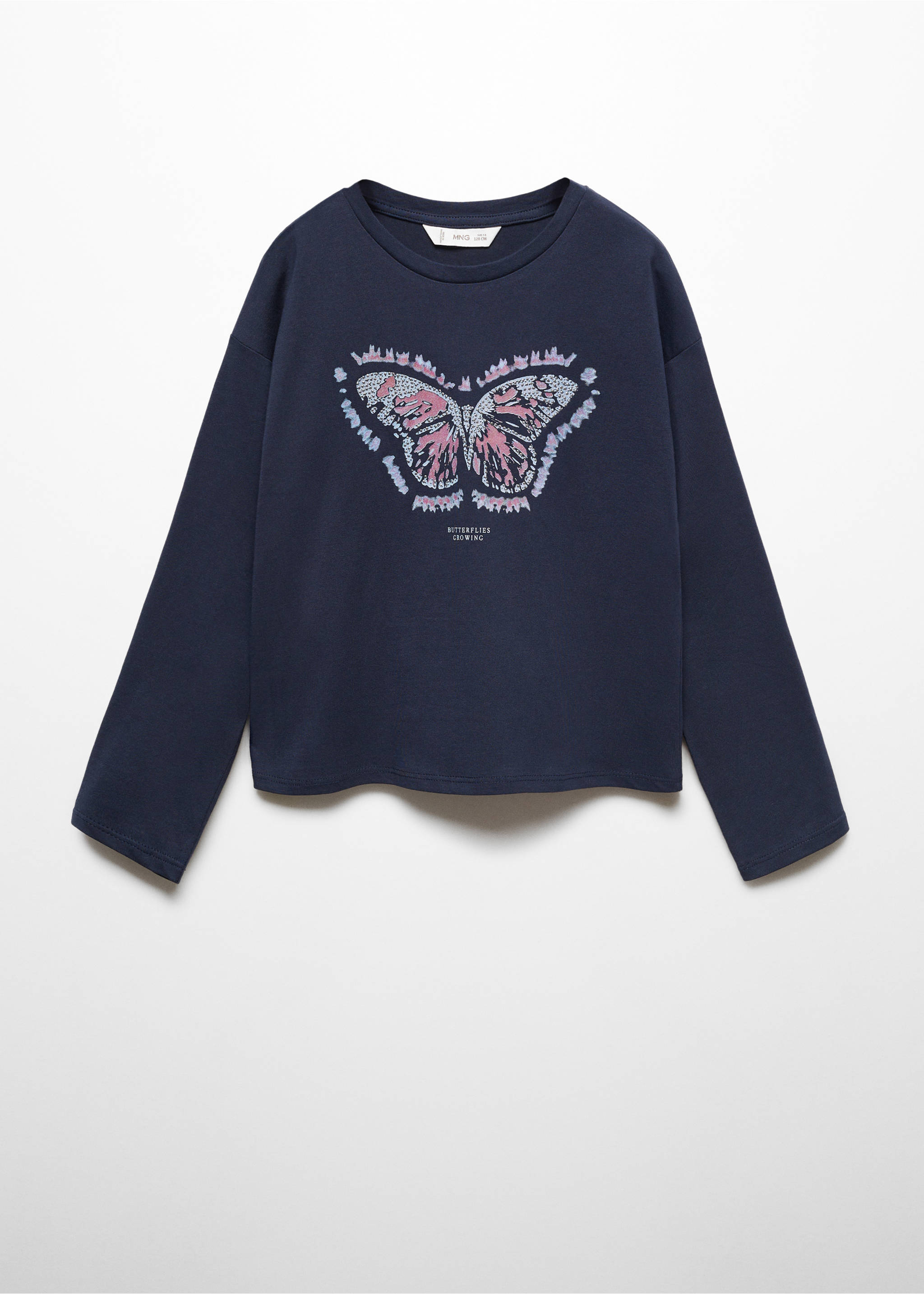 Printed long sleeve t-shirt - Article without model, Dark Navy. Ref: 67050664-00.