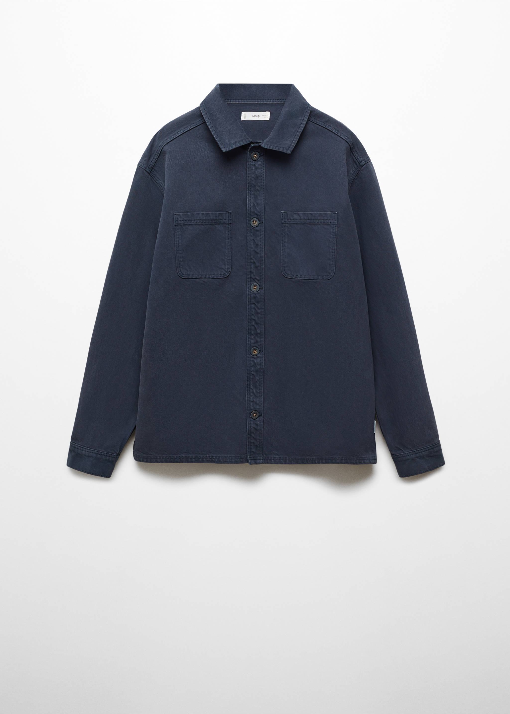 Cotton overshirt with buttons - Article without model, Navy. Ref: 67050675-00.