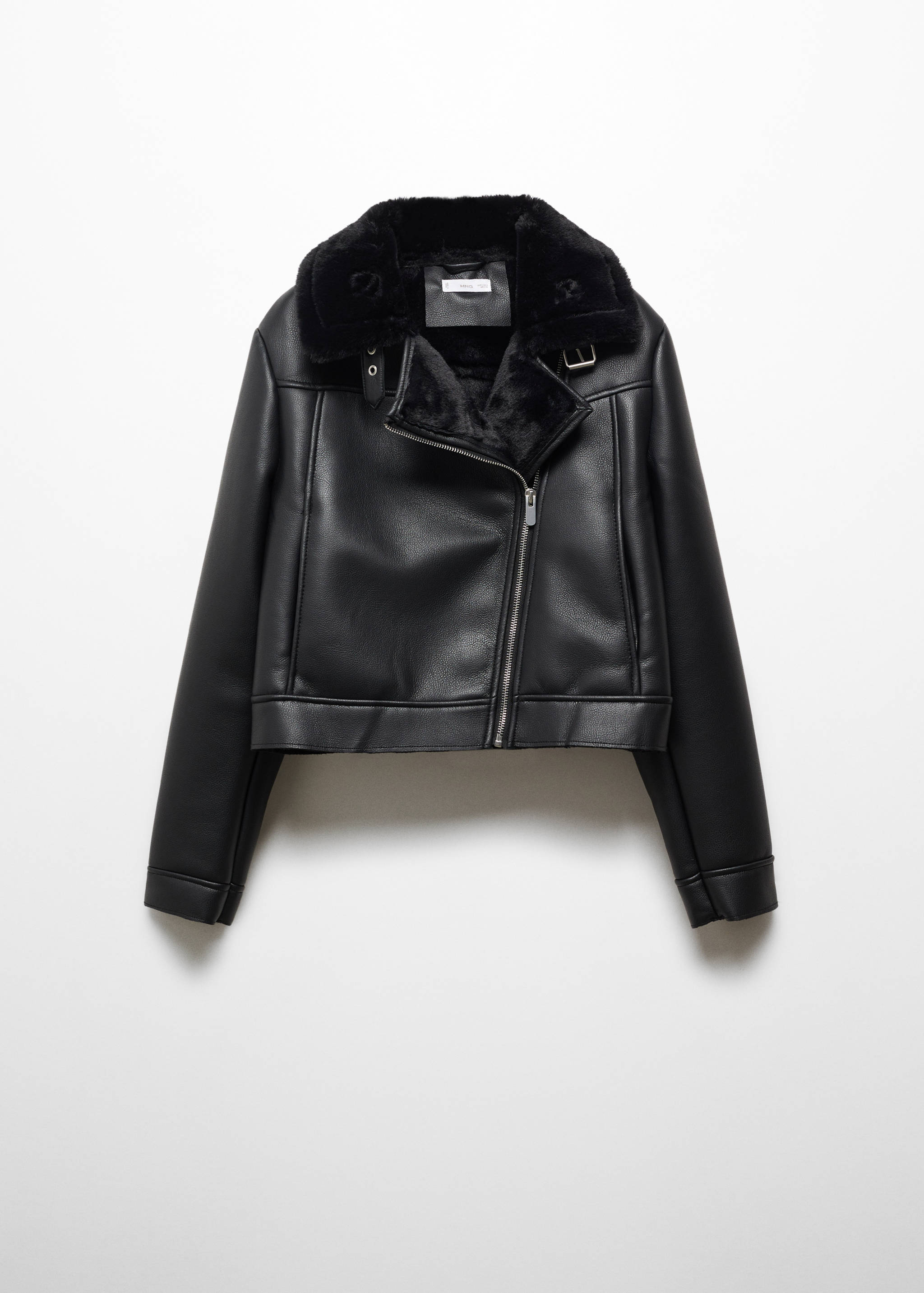 Biker jacket with shearling-effect lining - Article without model