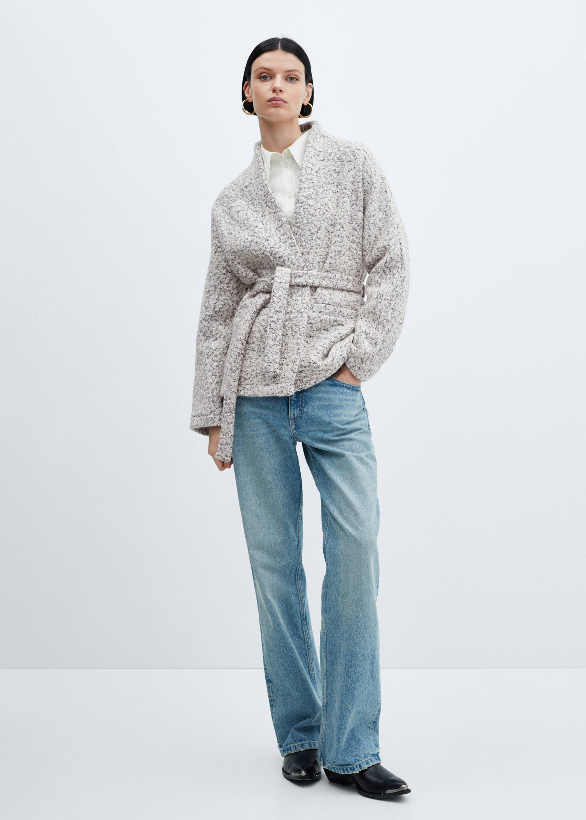 Wool-blend jacket with belt - General plane