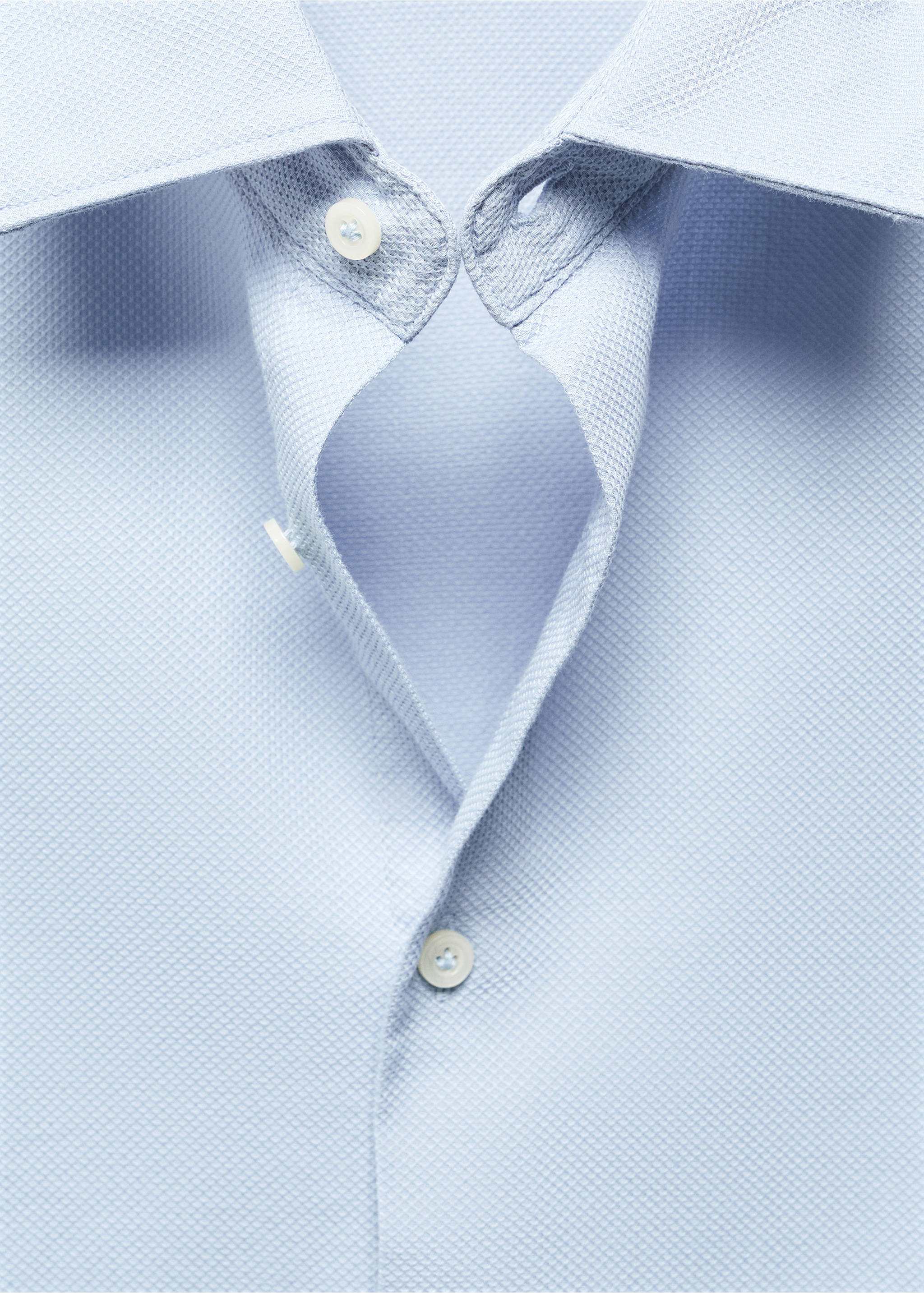 Chemise slim fit structurée coton - Détail de l'article 8, Bleu ciel. Ref: 67050685-00.
