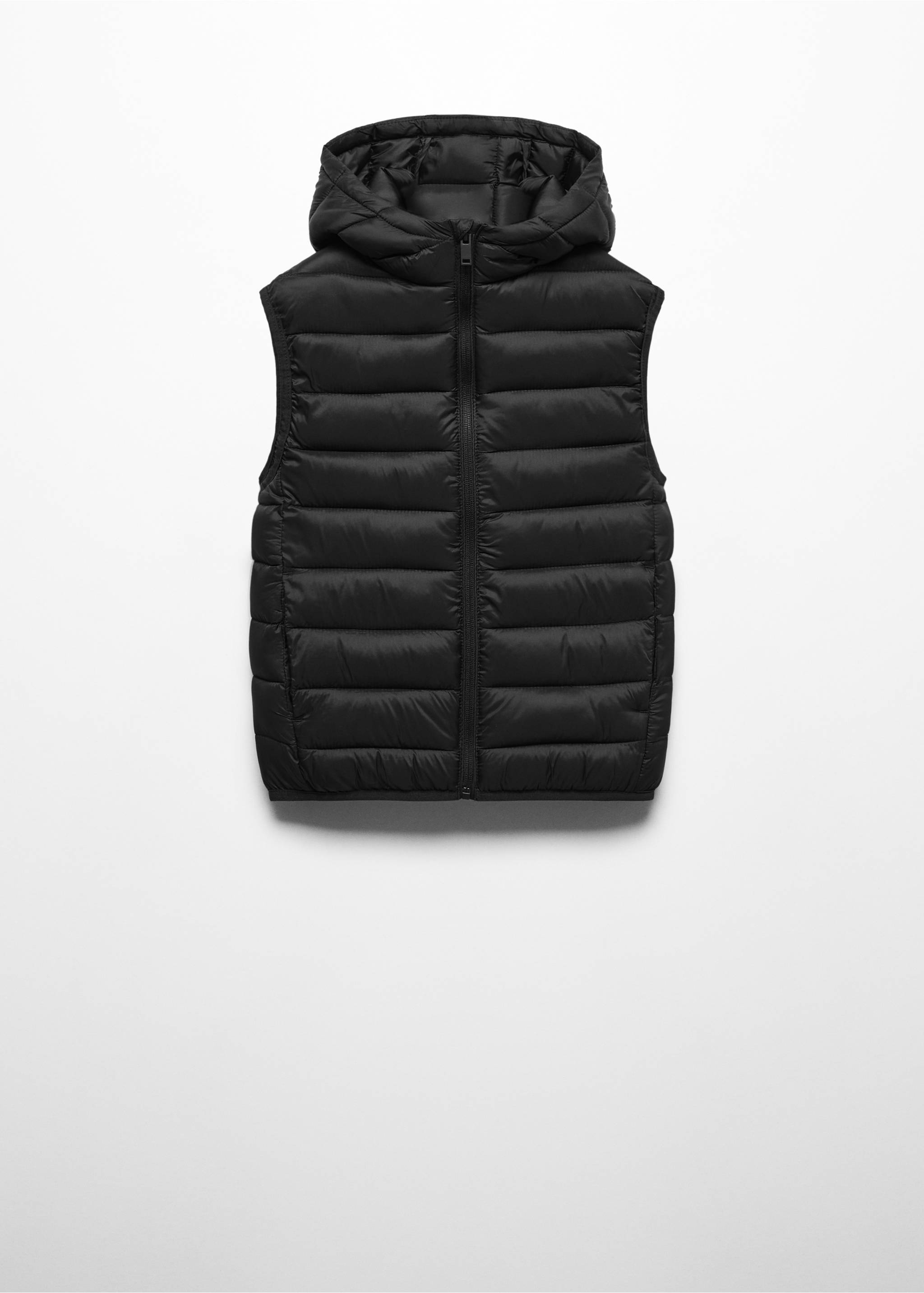 Quilted gilet with hood - Article without model, Black. Ref: 67051505-00.