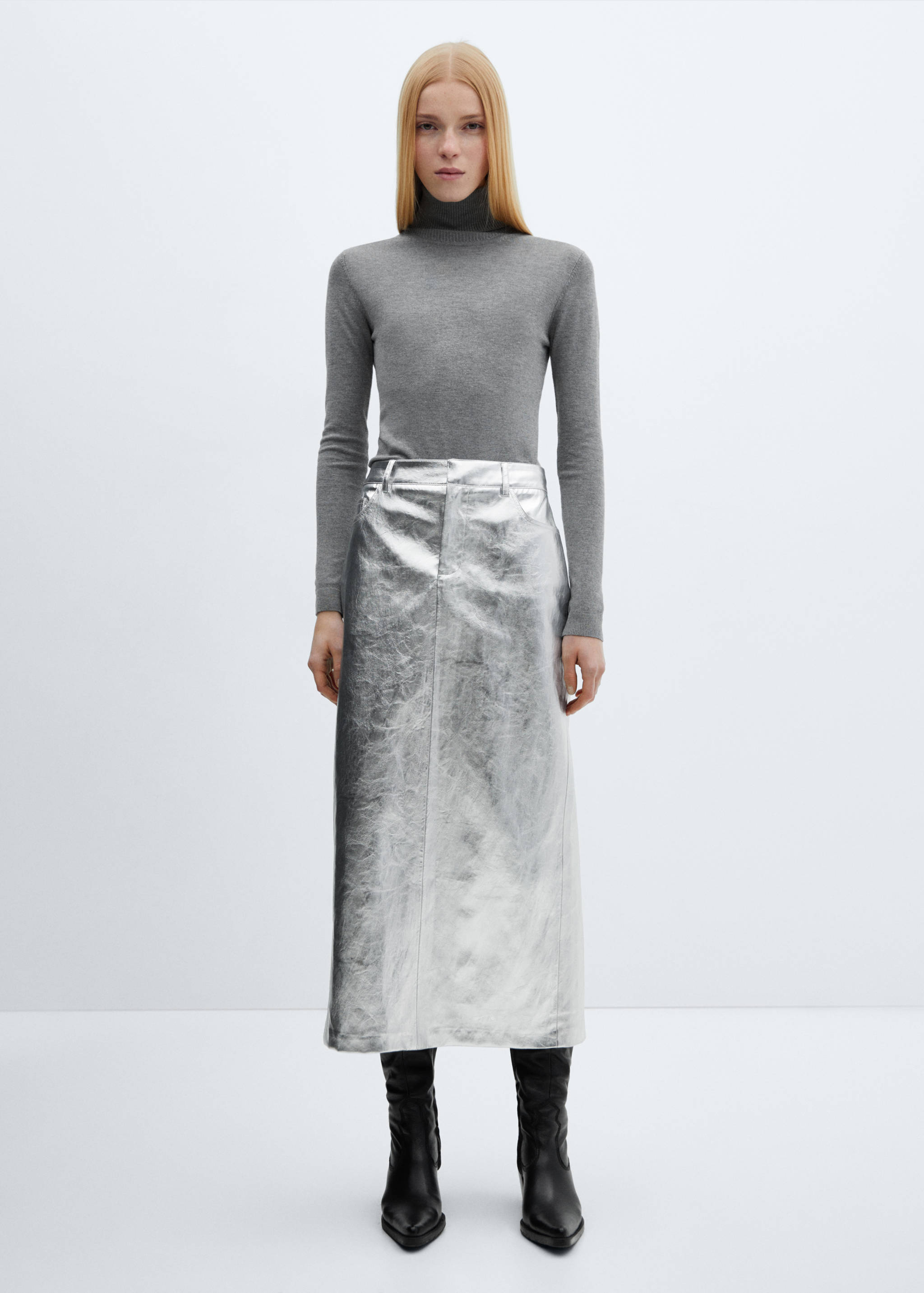 Metallic midi skirt - General plane