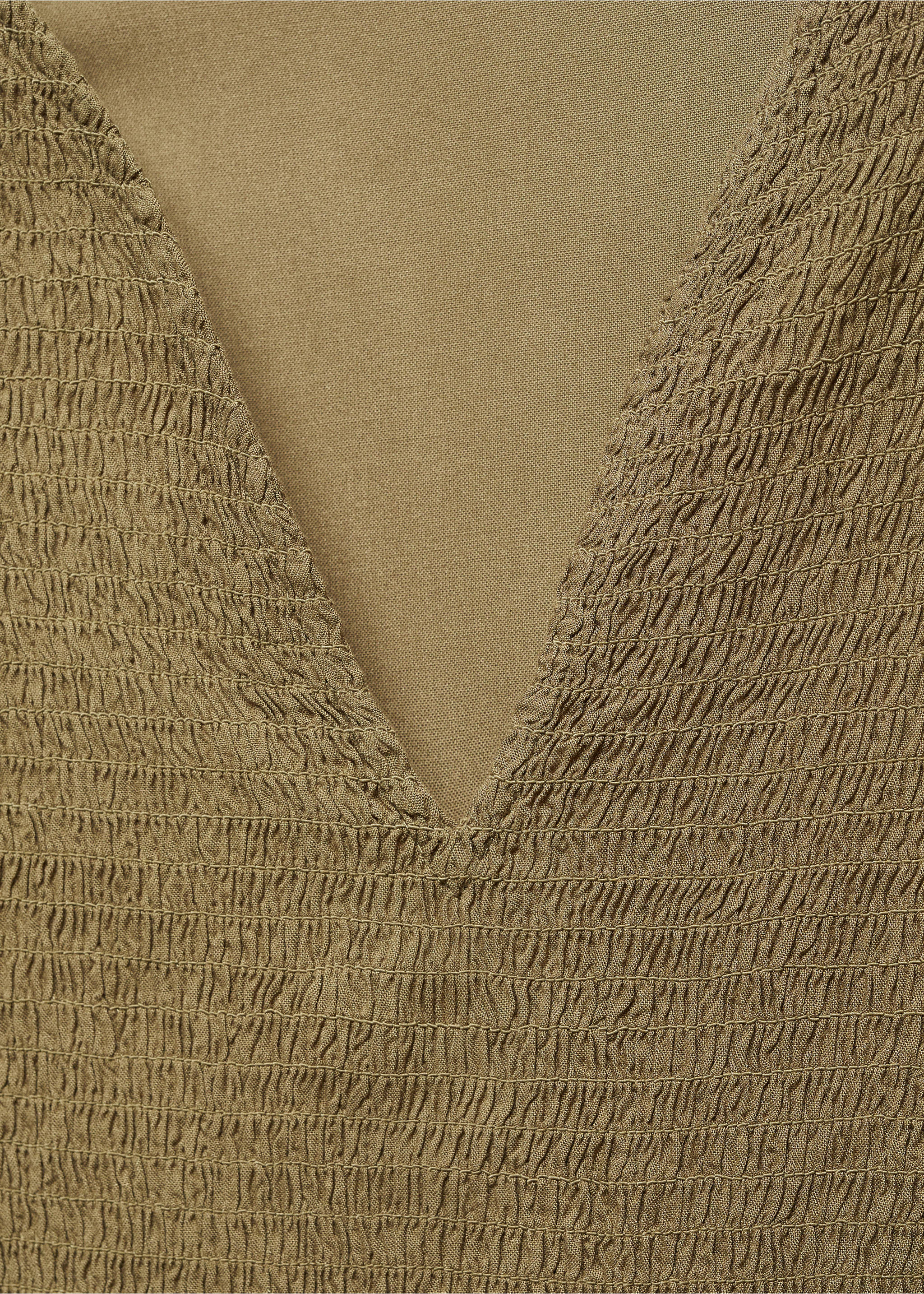 Løstsittende bluse med rysjer - Artikkeldetalj 8, Khaki. Ref: 67052911-00.