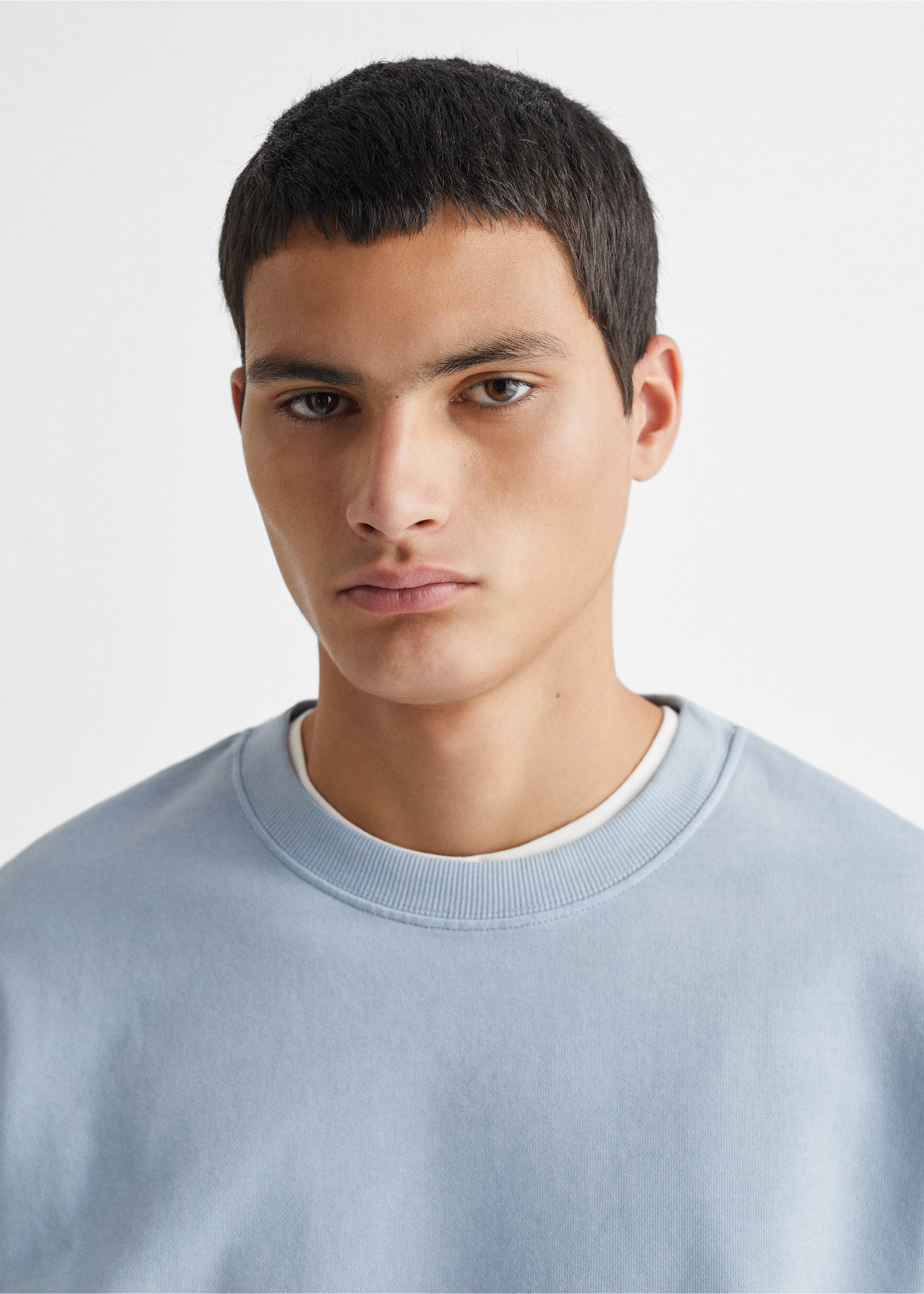 Cotton sweatshirt - Details of the article 1, Blue. Ref: 67052913-00.
