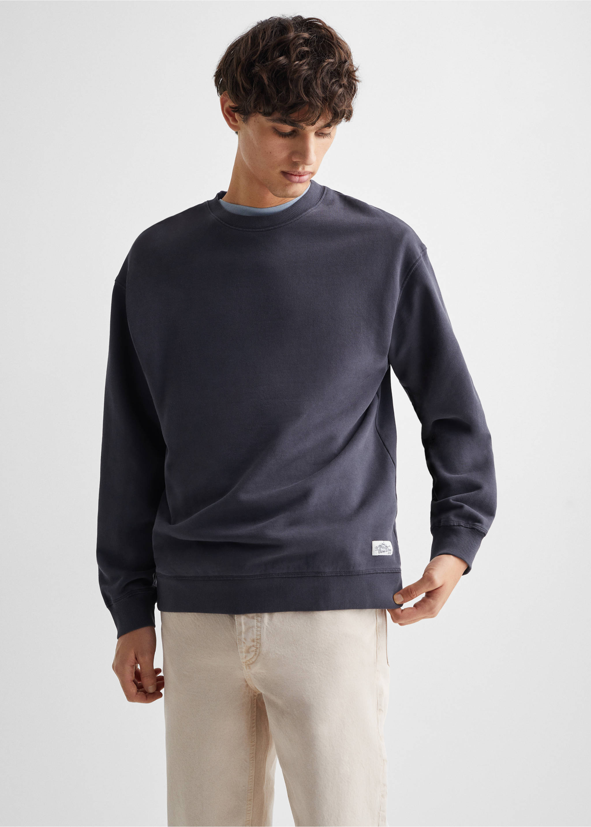 Cotton sweatshirt - Medium plane, Navy. Ref: 67052913-00.