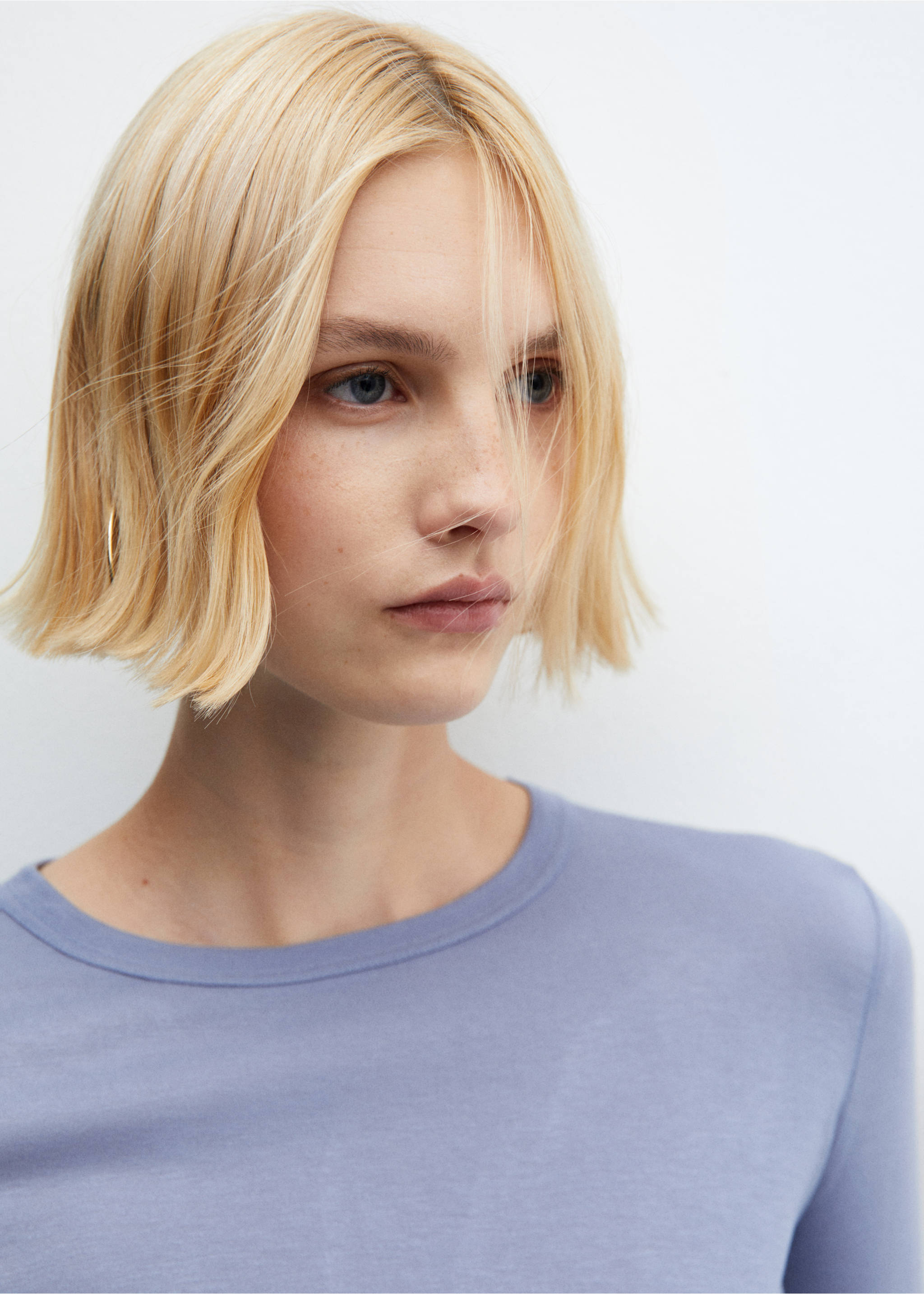 Round-neck long-sleeved t-shirt - Details of the article 1, Blue. Ref: 67052922-00.