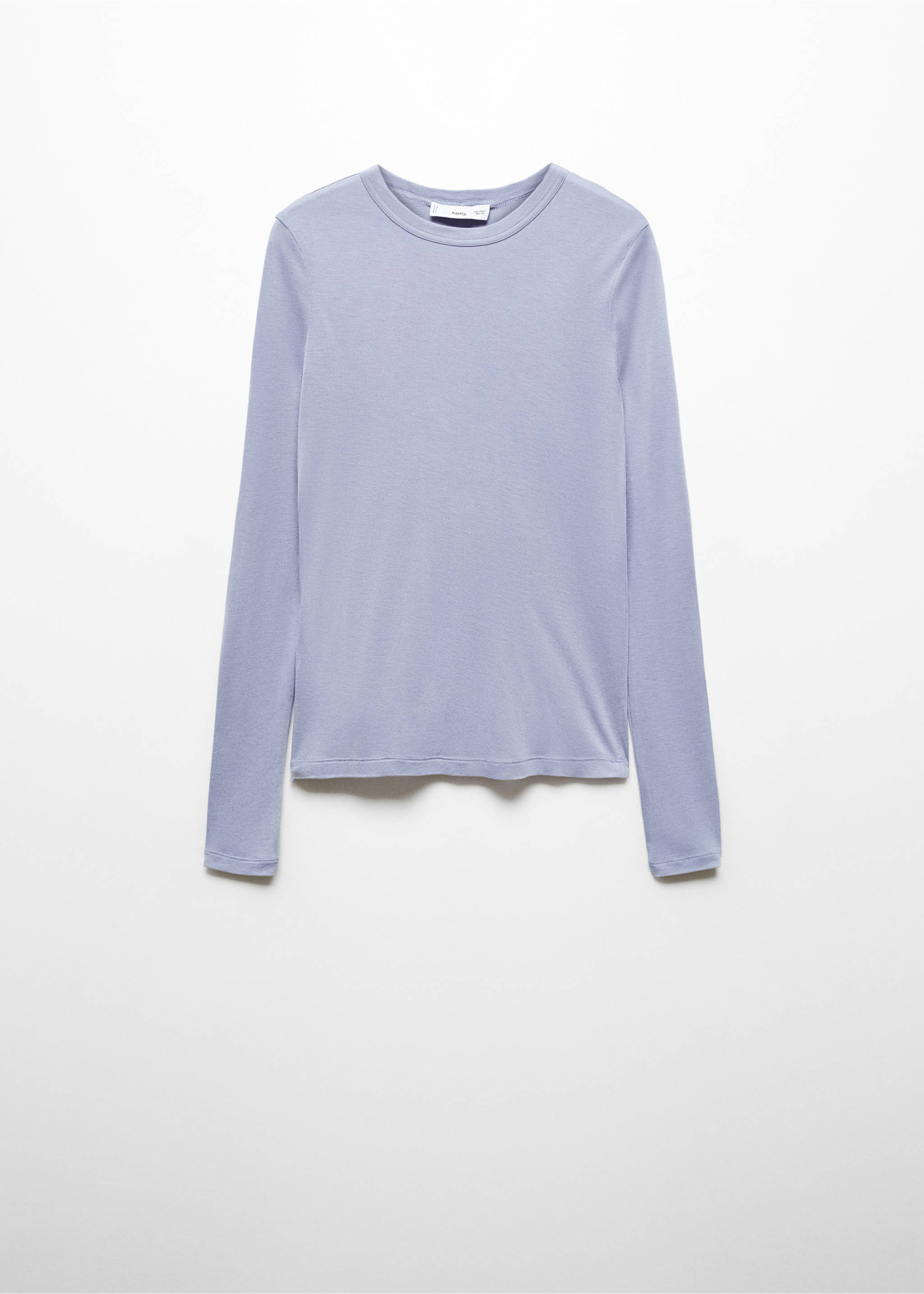 Round-neck long-sleeved t-shirt - Article without model, Blue. Ref: 67052922-00.