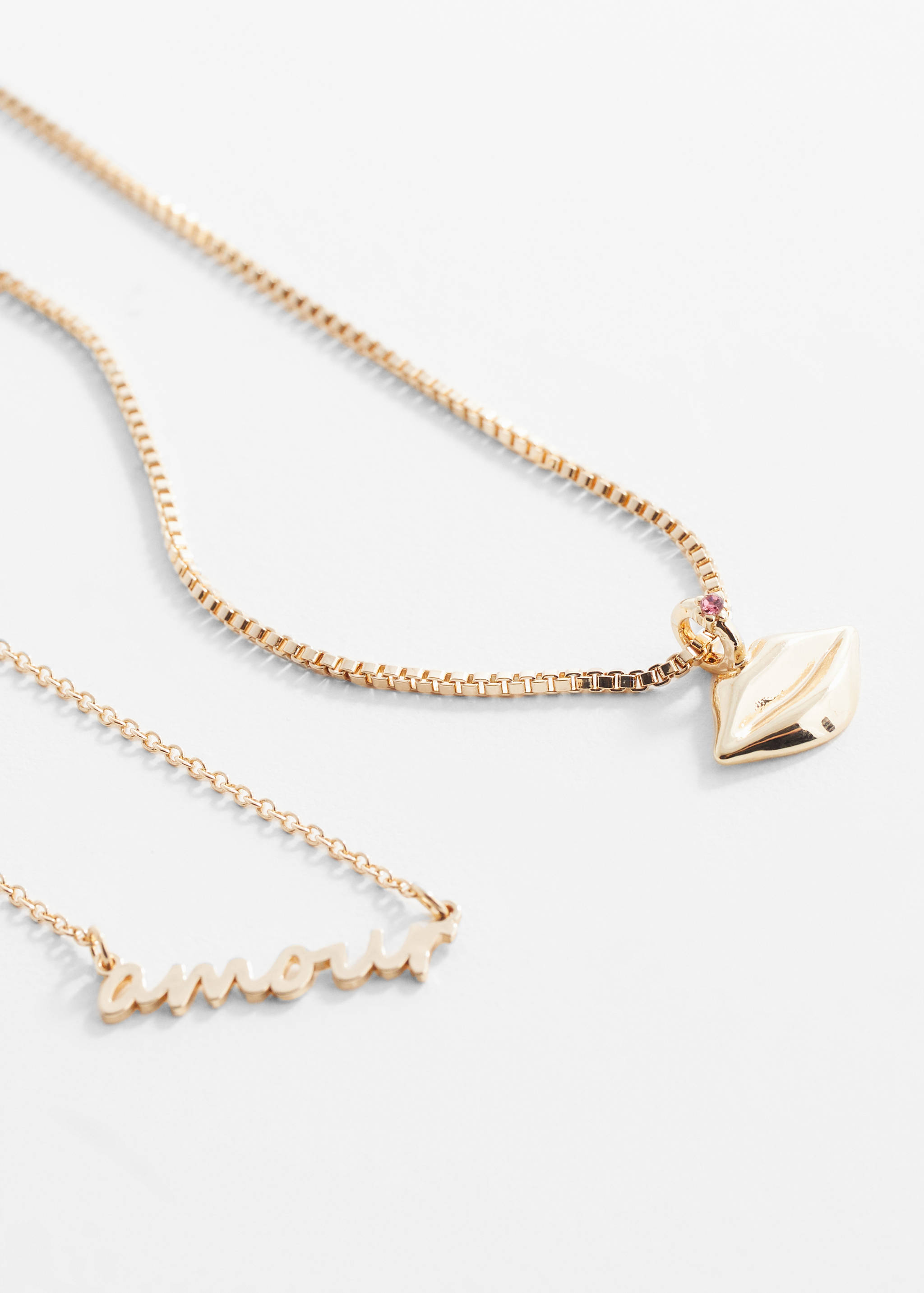 Lips double necklace - Medium plane
