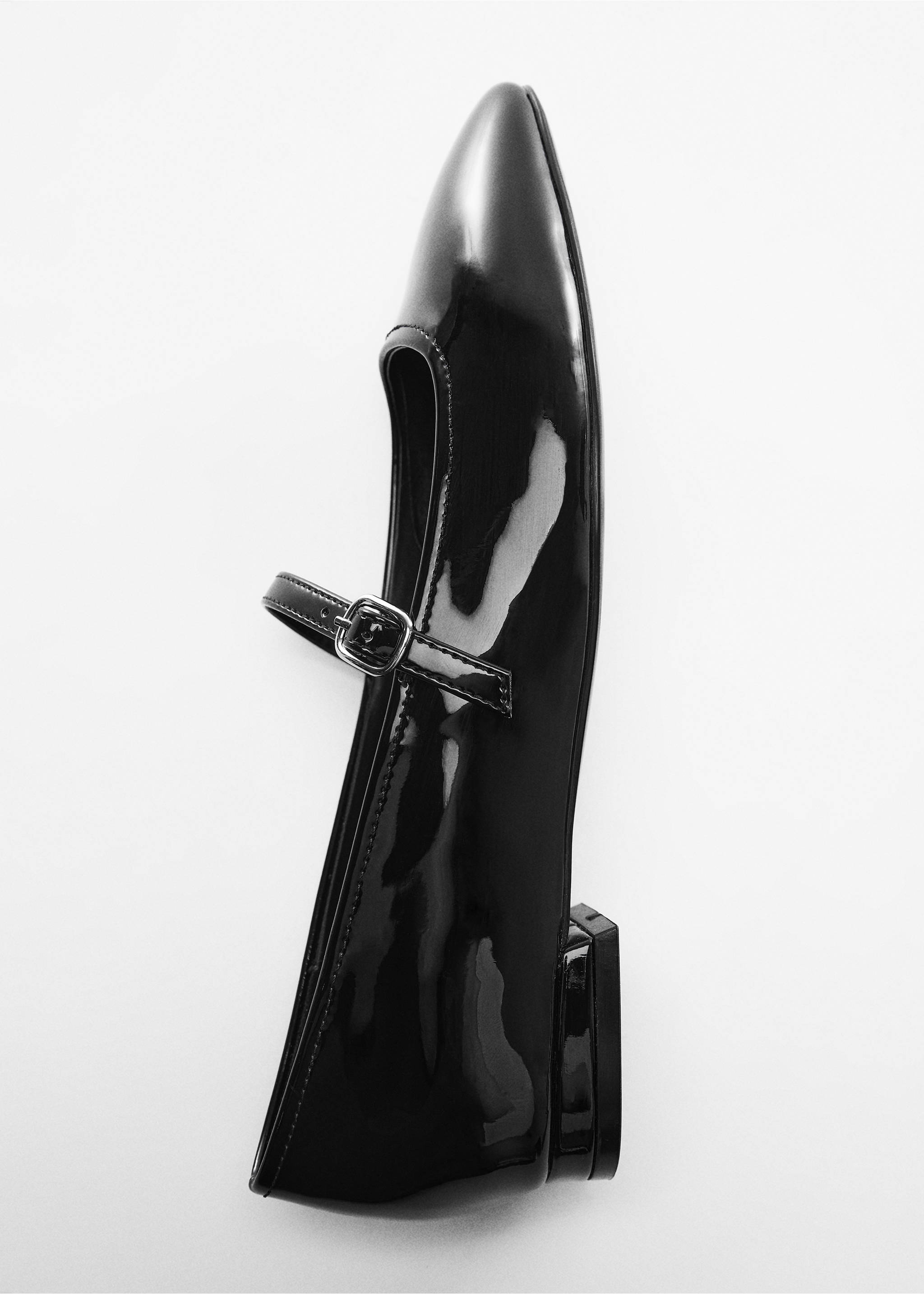 Patent leather-effect ballet flats - Details of the article 5, Black. Ref: 67053690-00.