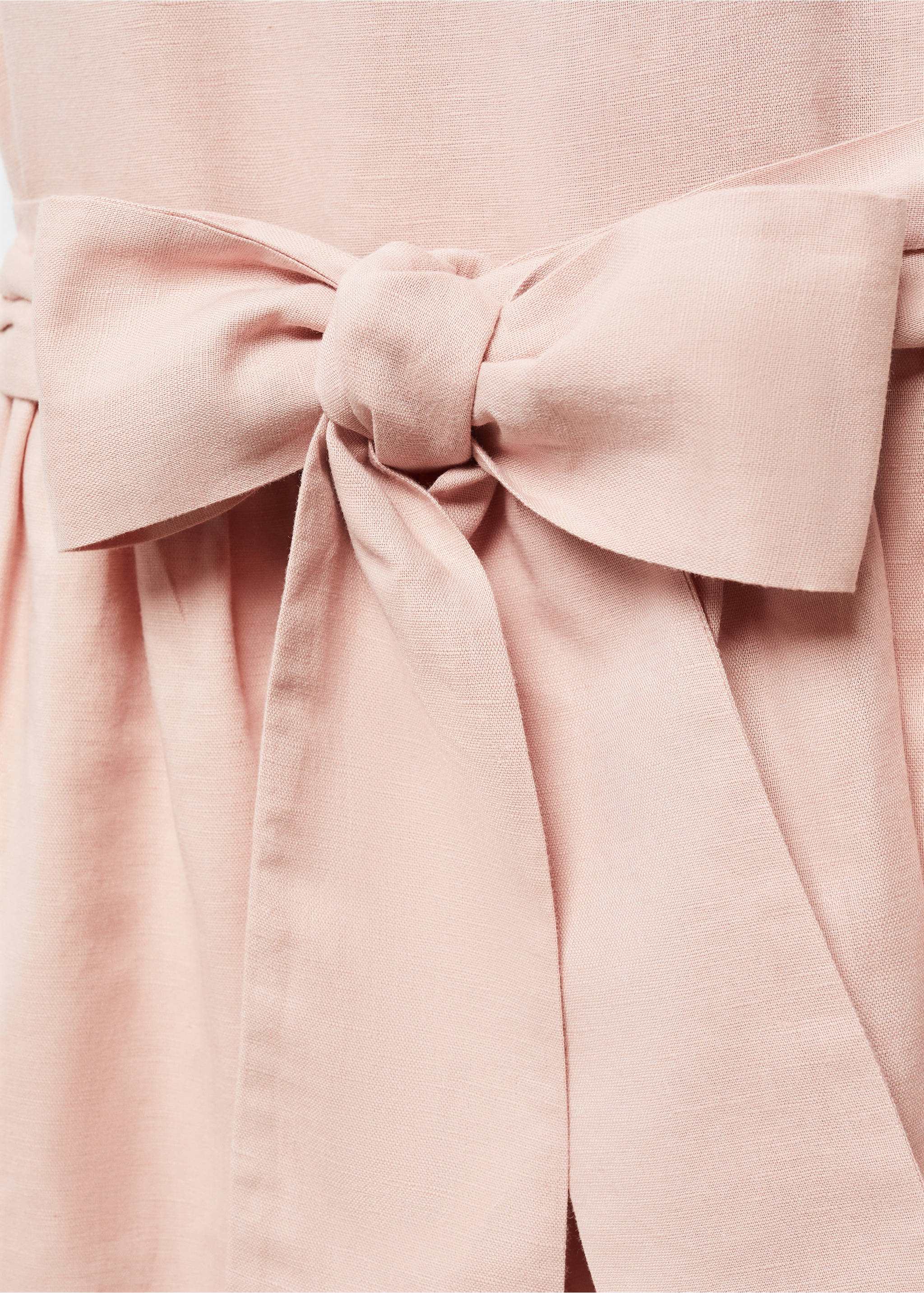 Bow linen-blend dress - Details of the article 8, Pink. Ref: 67053696-00.