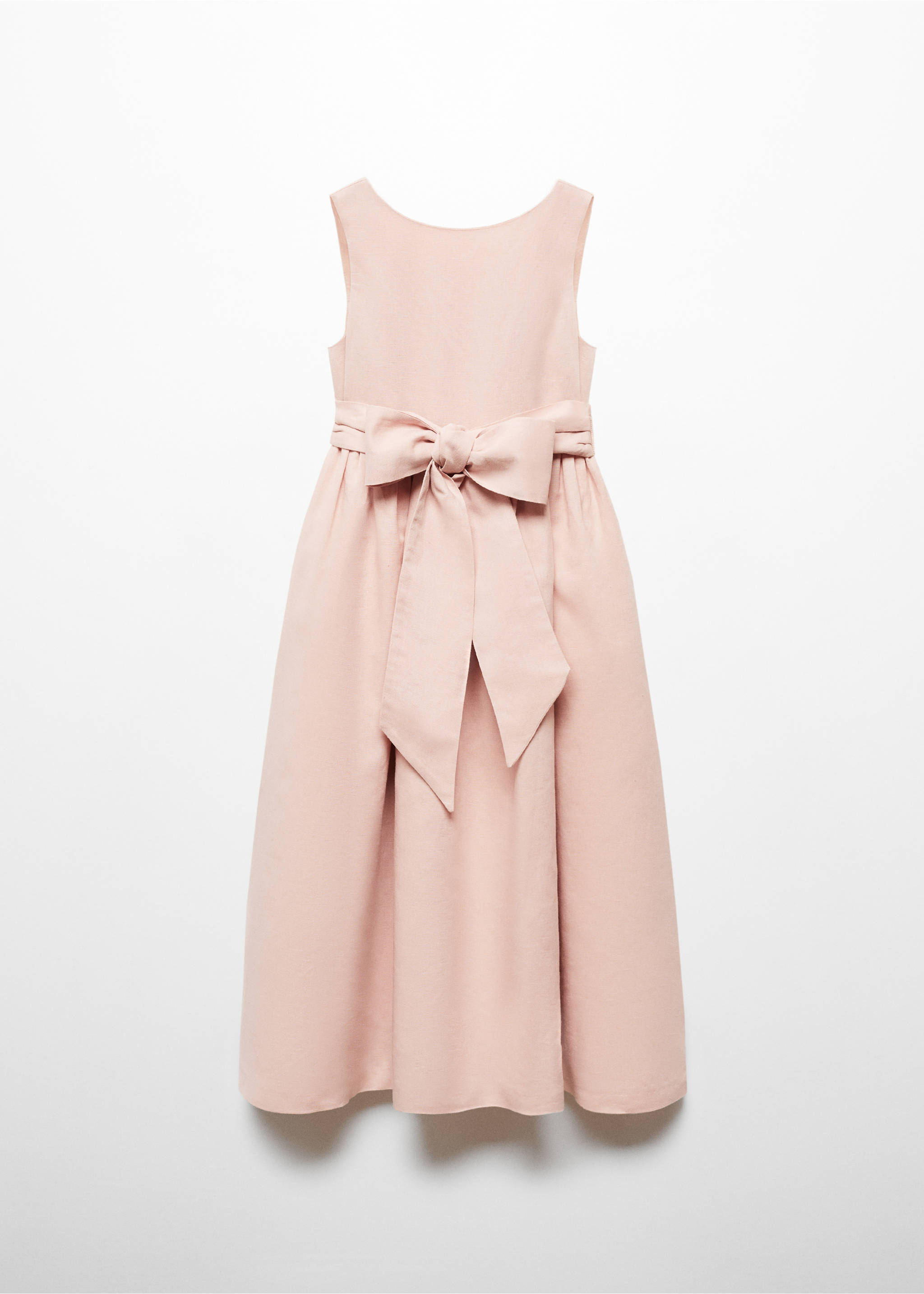 Bow linen-blend dress - Article without model, Pink. Ref: 67053696-00.