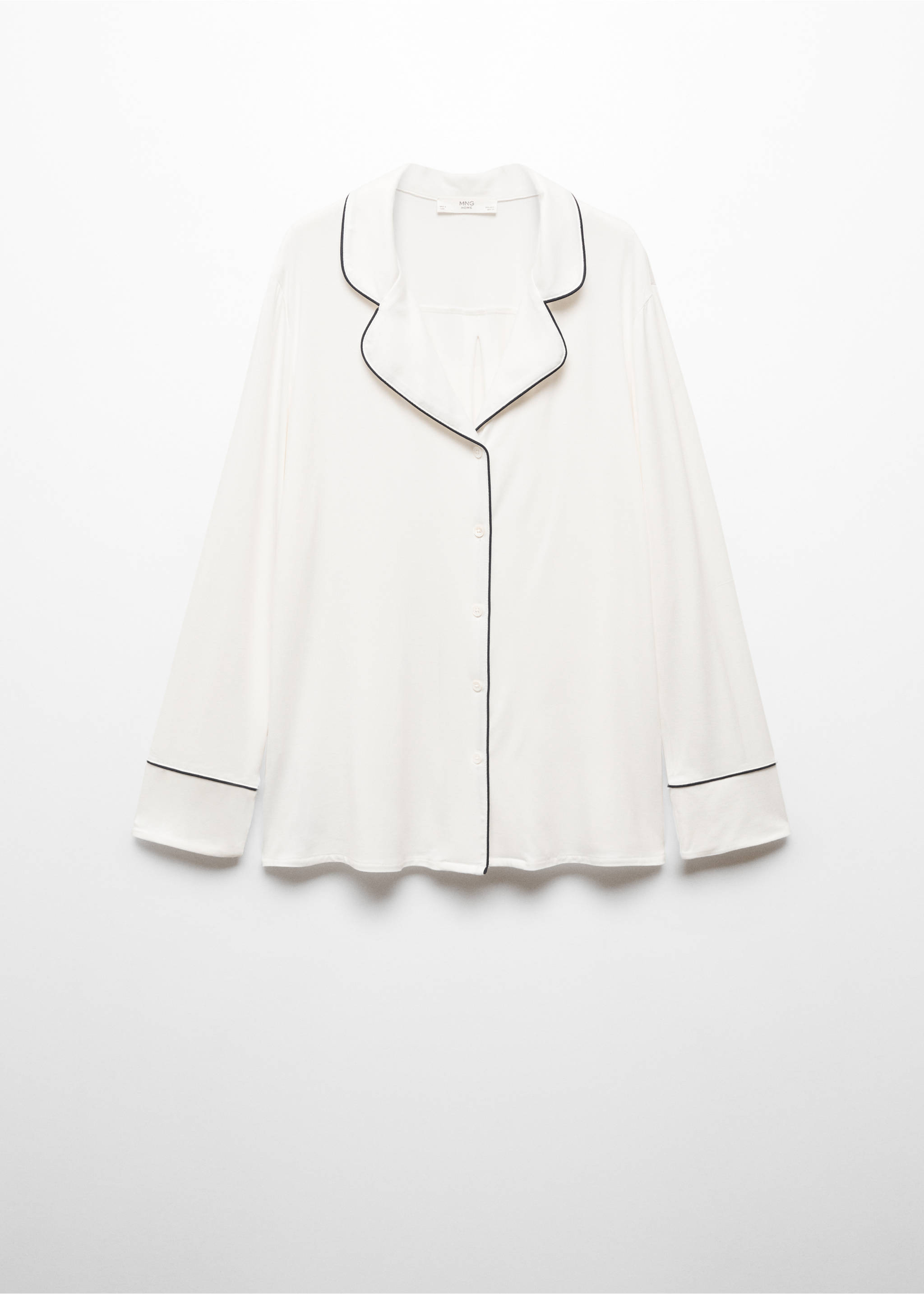 Pyjamahemd mit Borte - Artikel ohne Model, Weiß. Ref: 67054020-00.