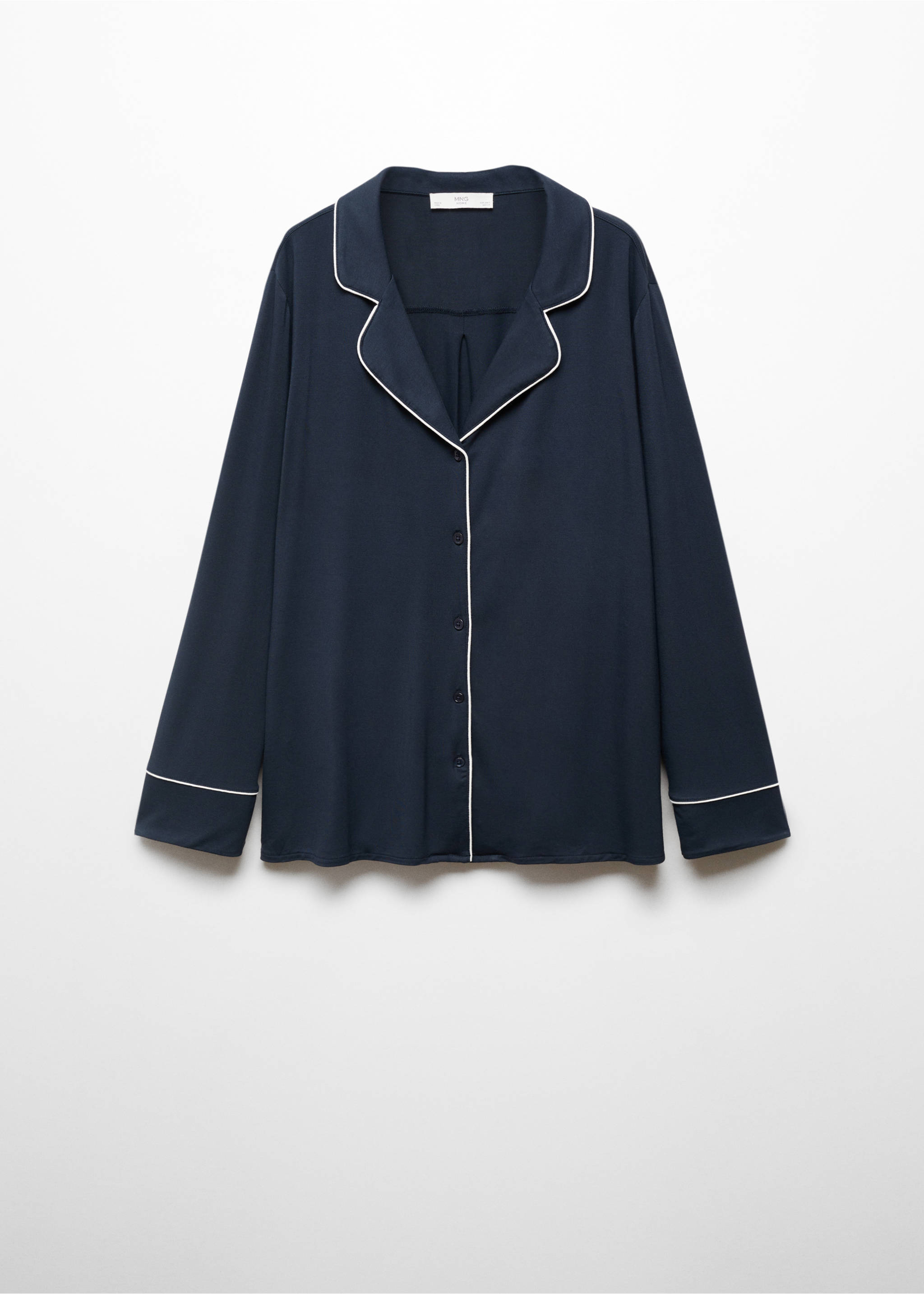 Pyjamahemd mit Borte - Artikel ohne Model, Dunkles Marineblau. Ref: 67054020-00.