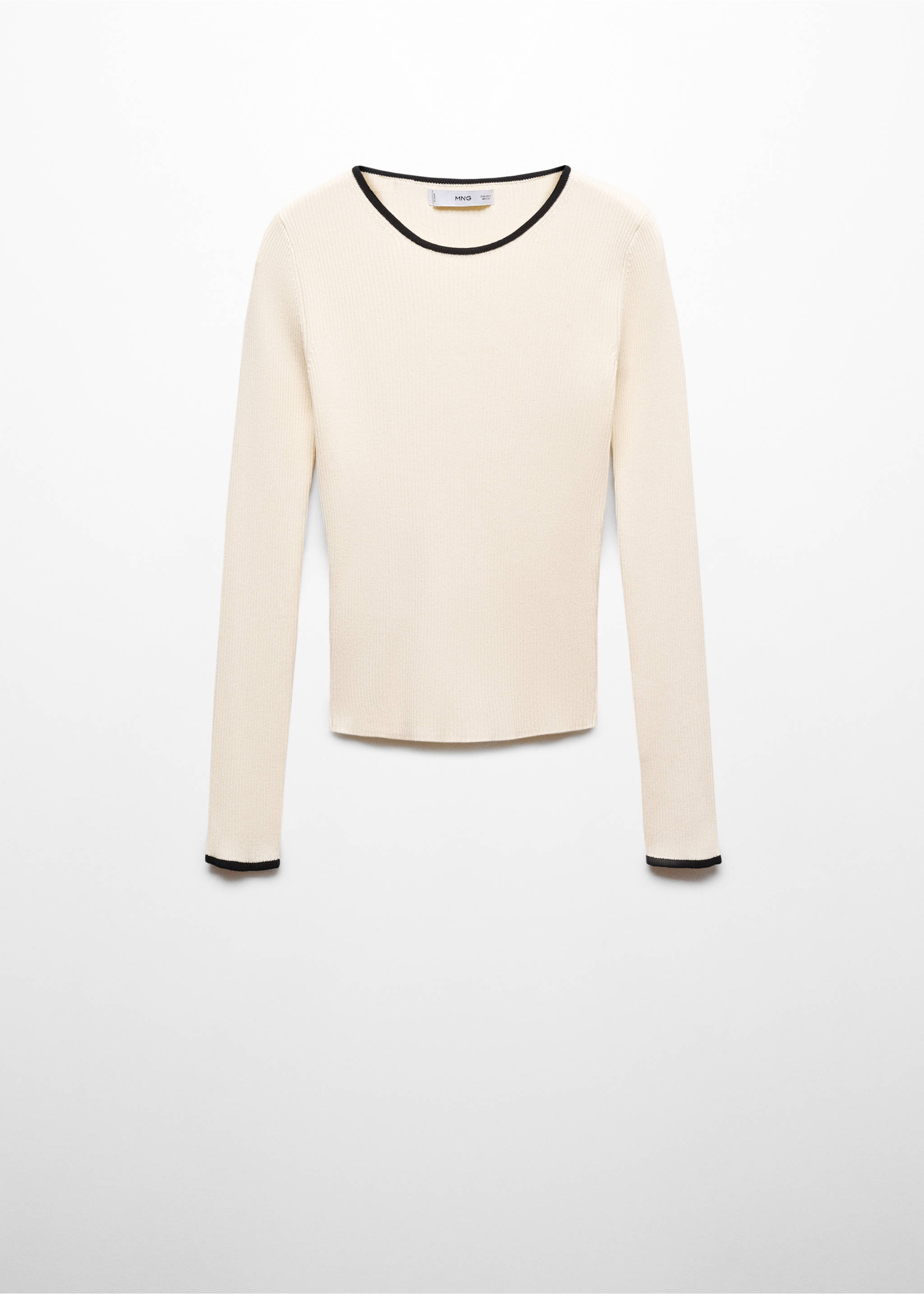 Contrast trim sweater - Article without model, Ecru. Ref: 67054034-00.