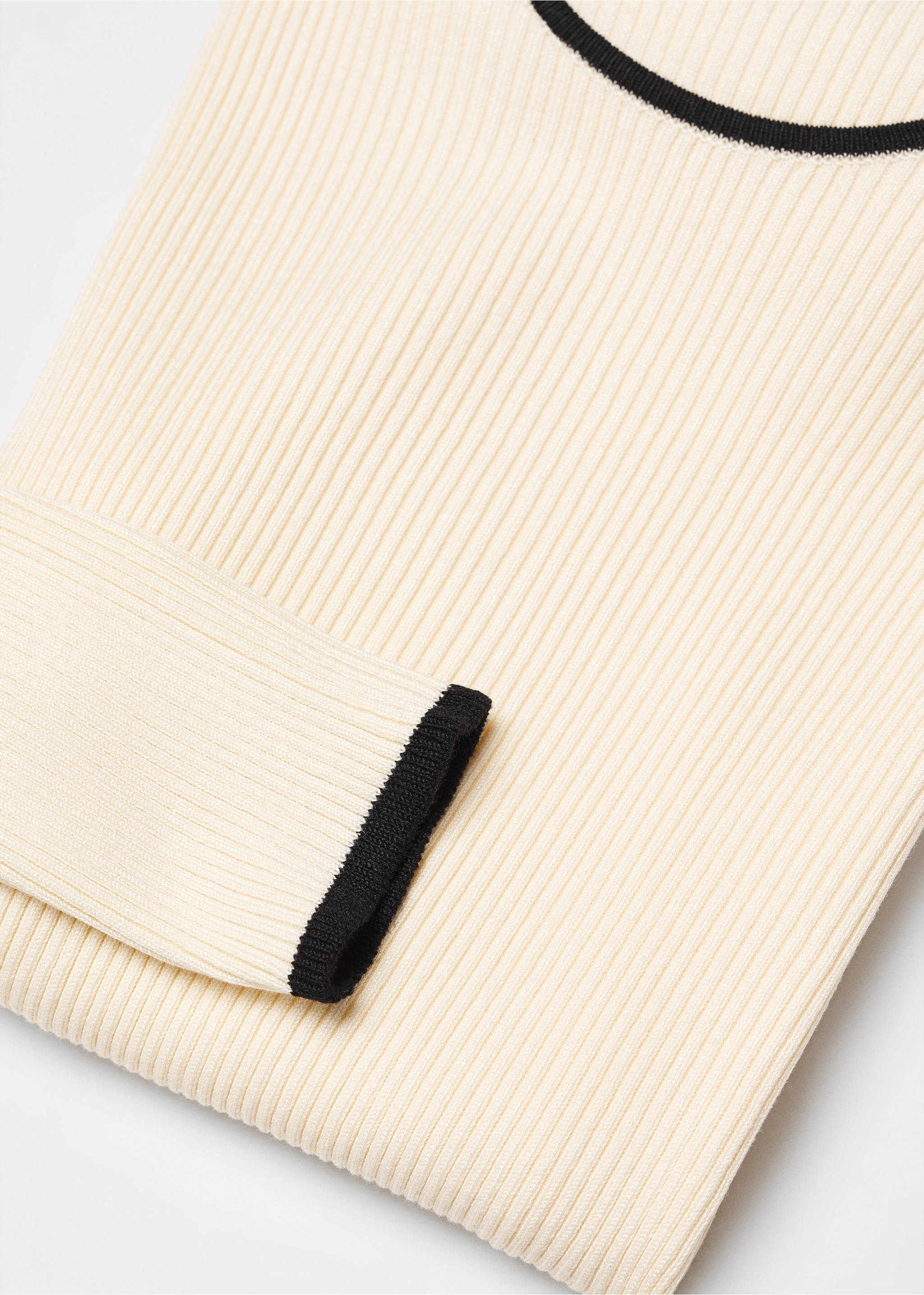 Contrast trim sweater - Details of the article 8, Ecru. Ref: 67054034-00.