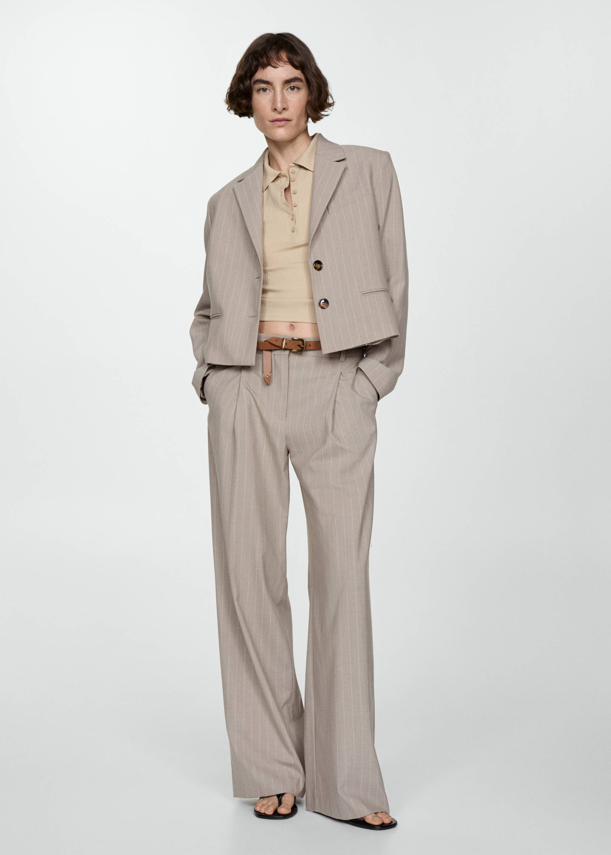 Cropped pinstripe blazer - General plane
