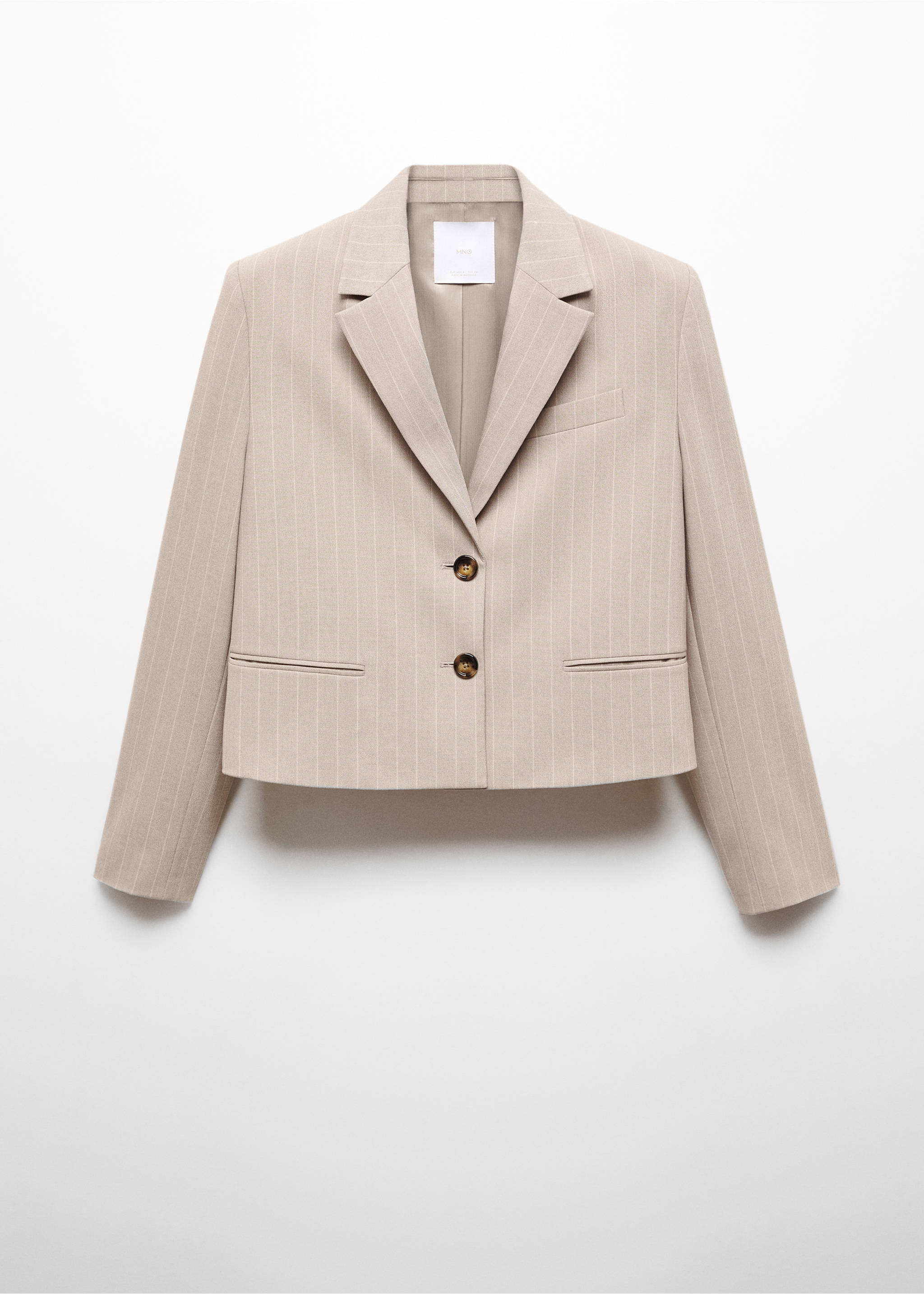 Cropped pinstripe blazer - Article without model, Beige. Ref: 67054045-00.