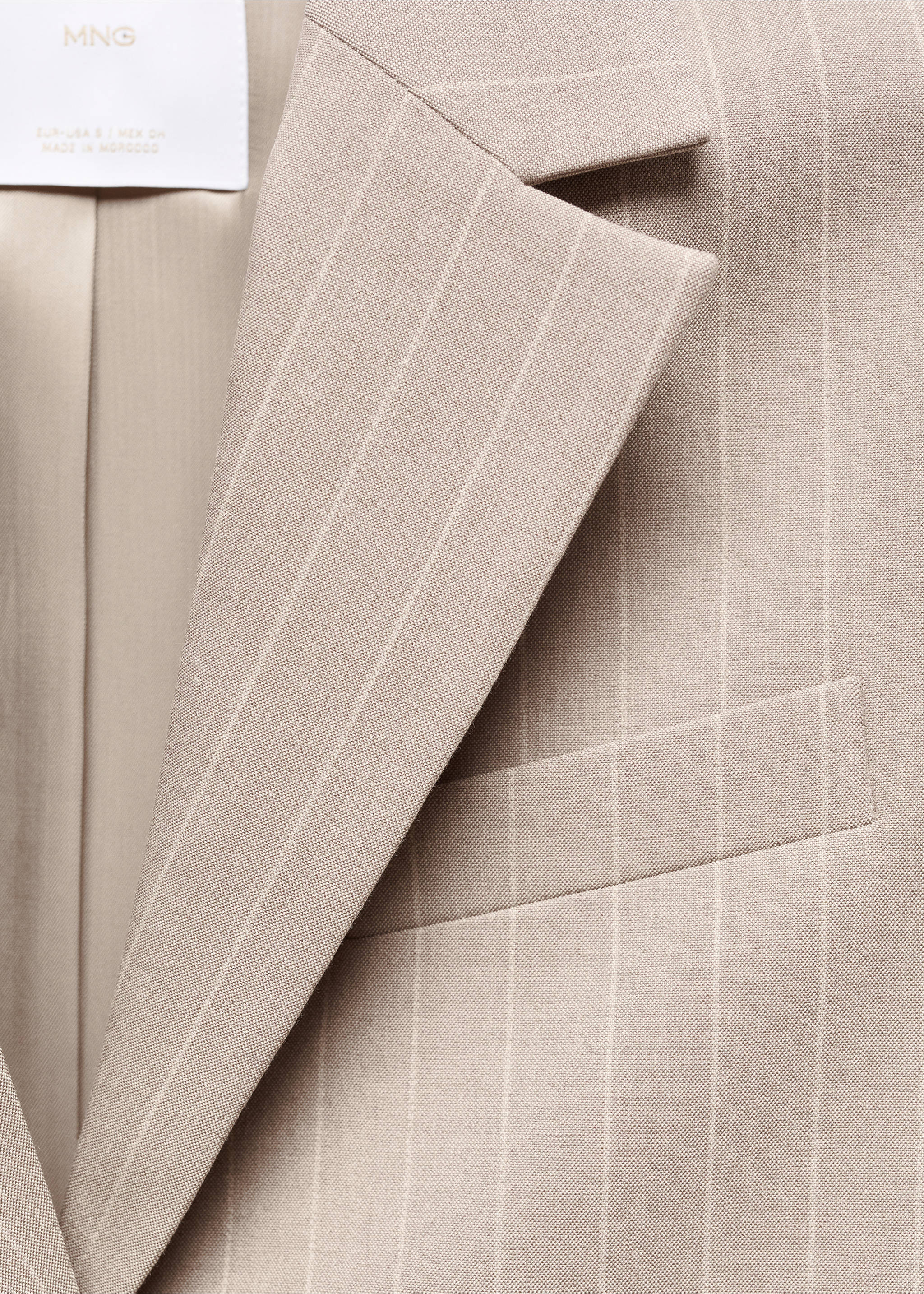 Cropped pinstripe blazer - Details of the article 8, Beige. Ref: 67054045-00.