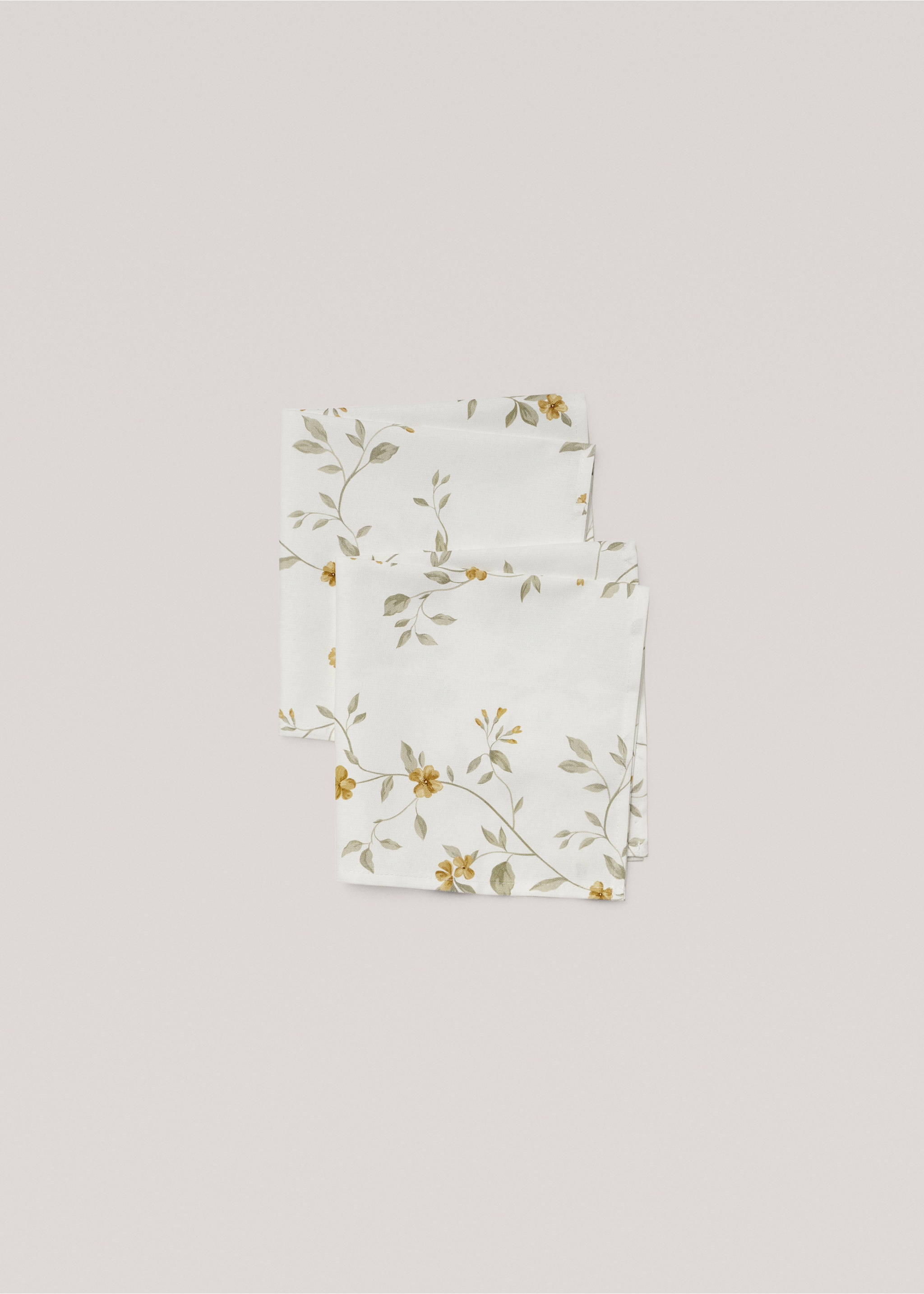 Floral-print cotton napkin - Details of the article 1, Off White. Ref: 67054051-00.