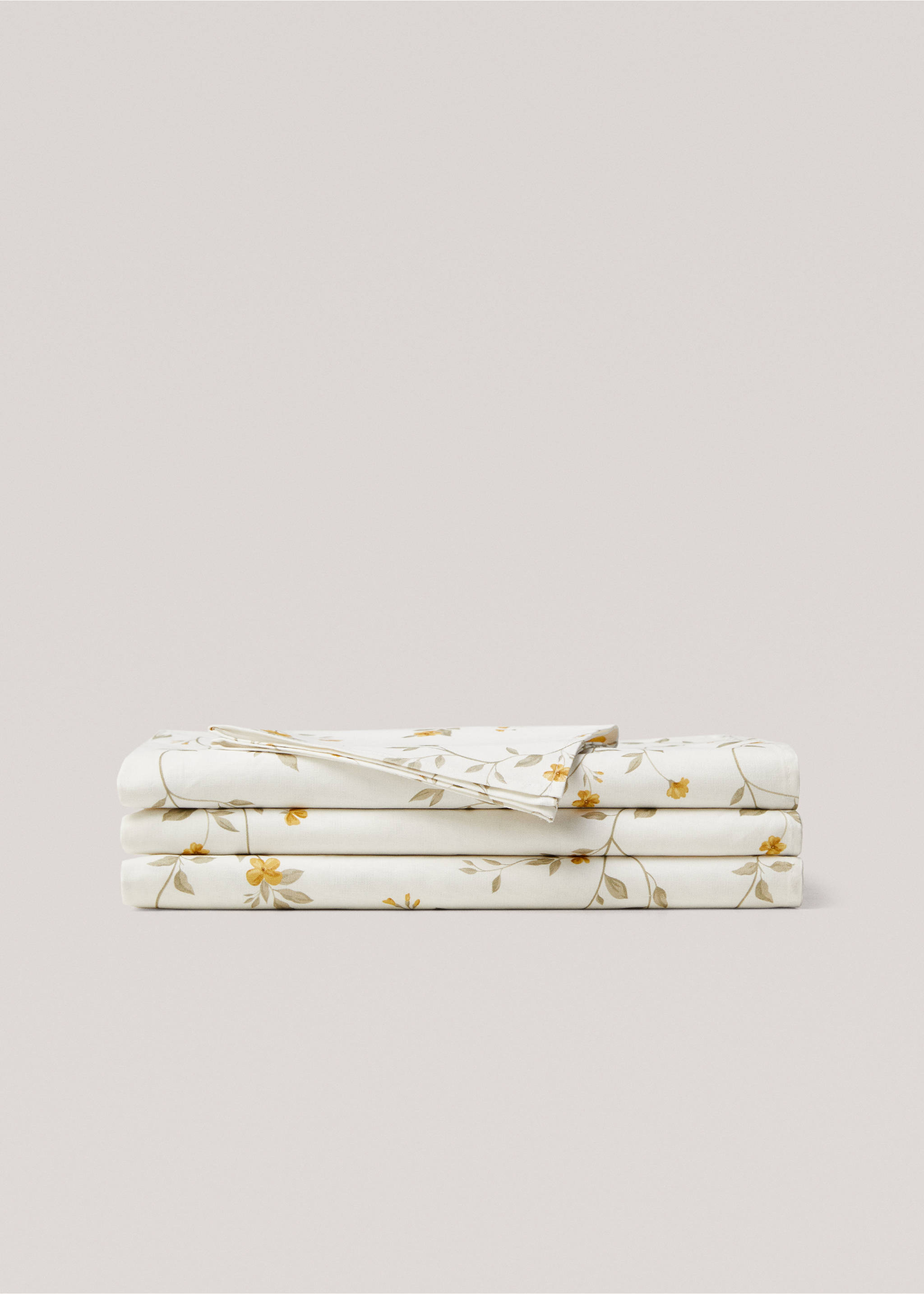 Floral-print cotton napkin - Details of the article 3, Off White. Ref: 67054051-00.
