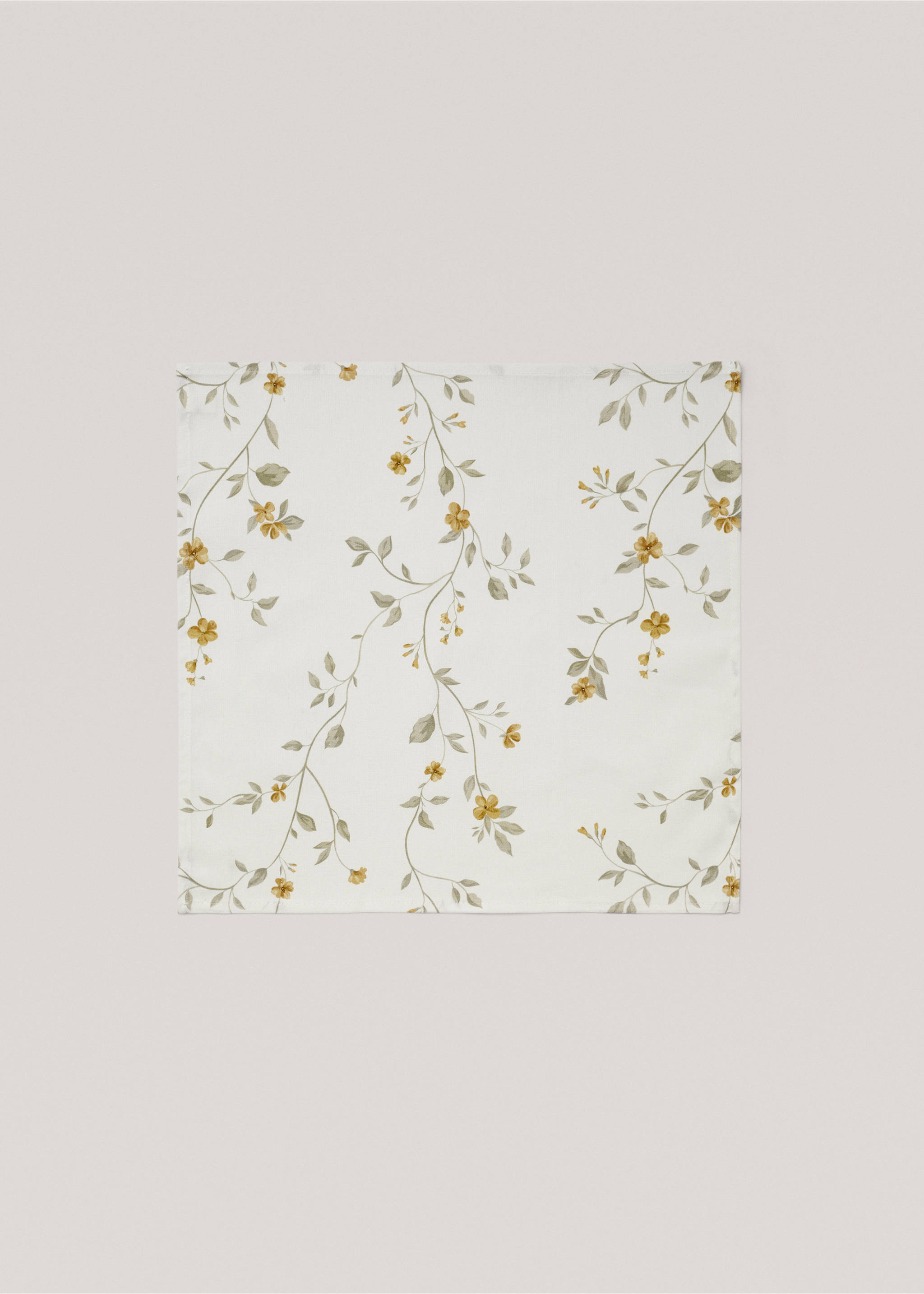 Floral-print cotton napkin - Article without model, Off White. Ref: 67054051-00.