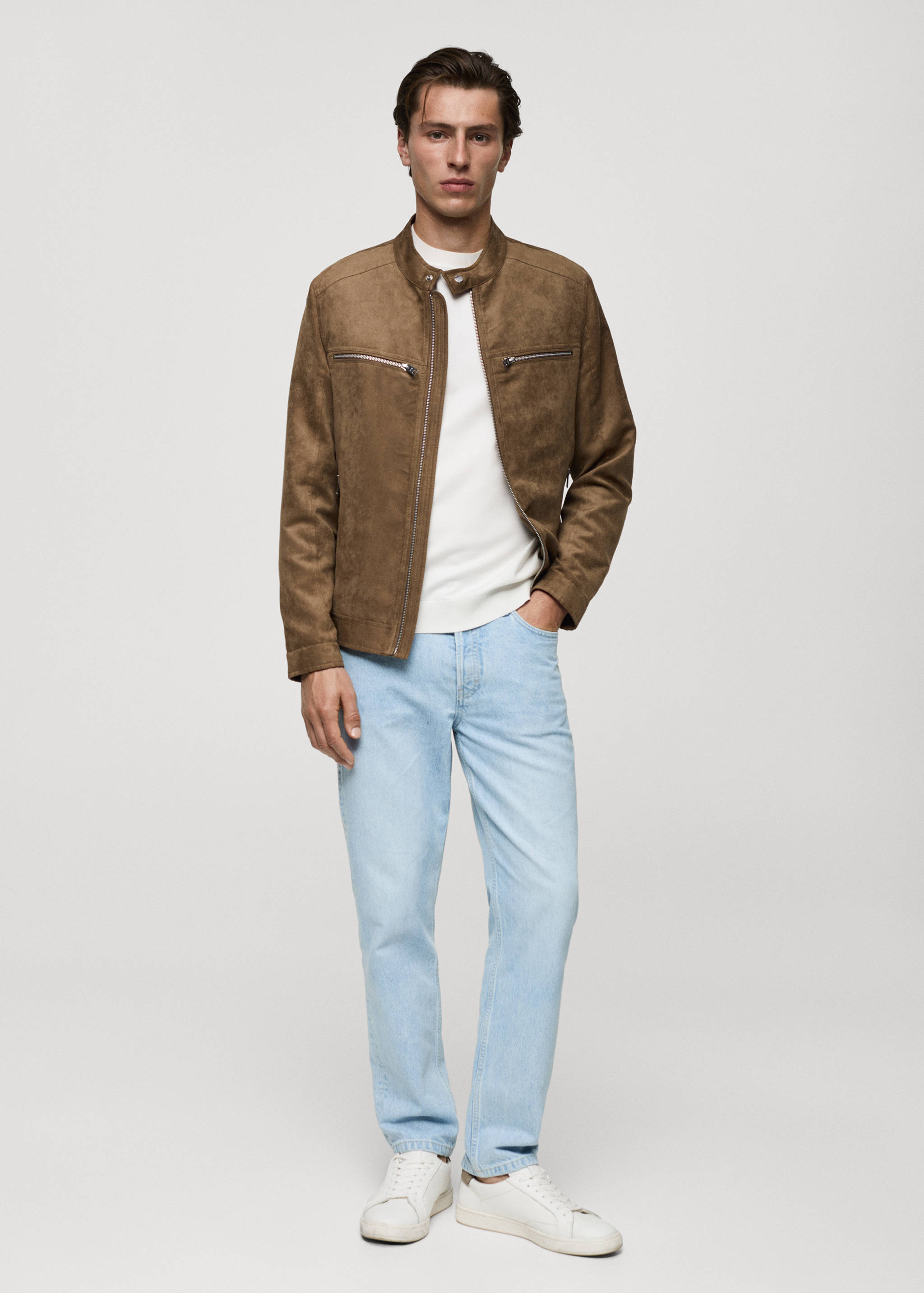 Suede-effect jacket with zip - General plane