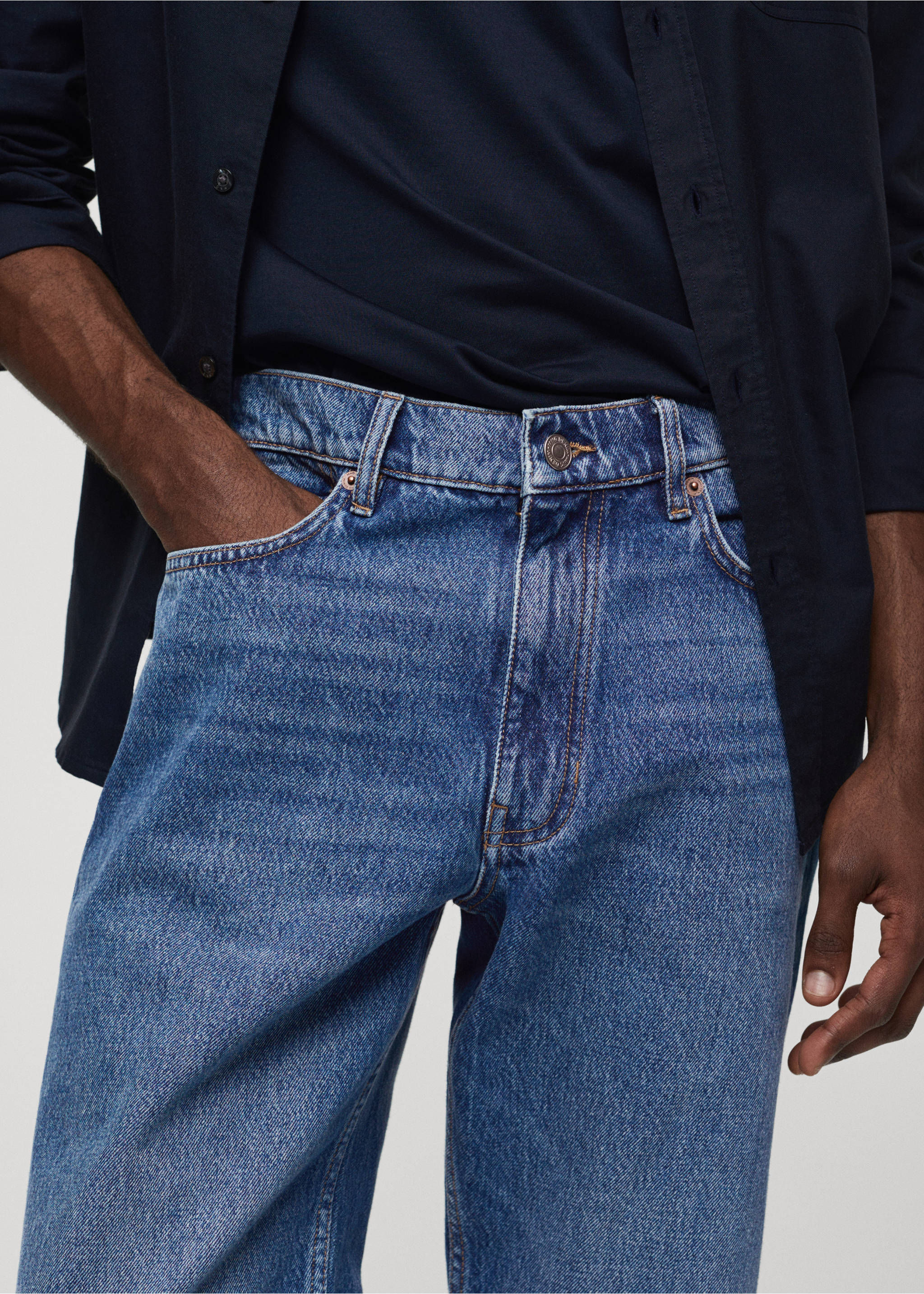 Bob straight-fit jeans - Details of the article 1, Dark Blue. Ref: 67054442-00.