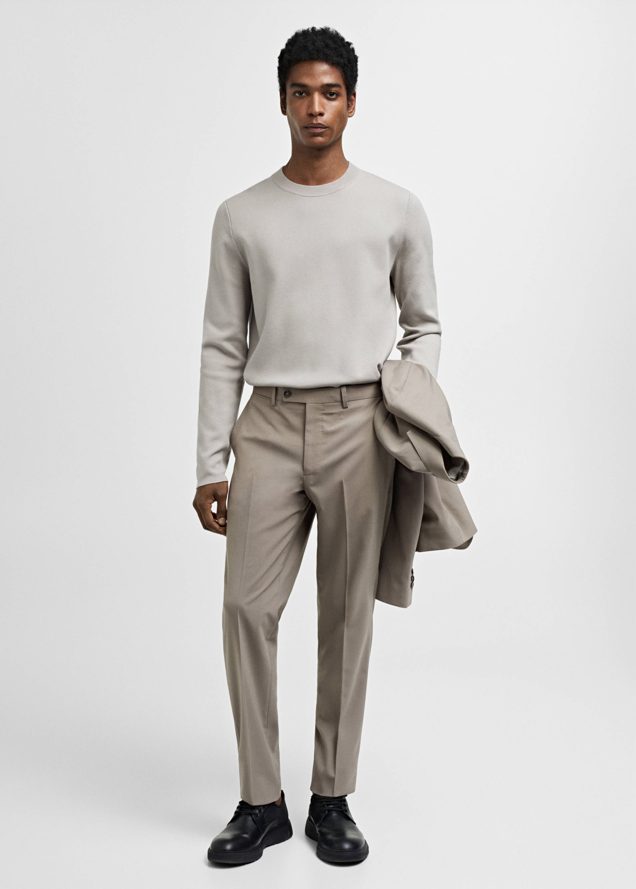 Slim fit wool suit pants - General plane