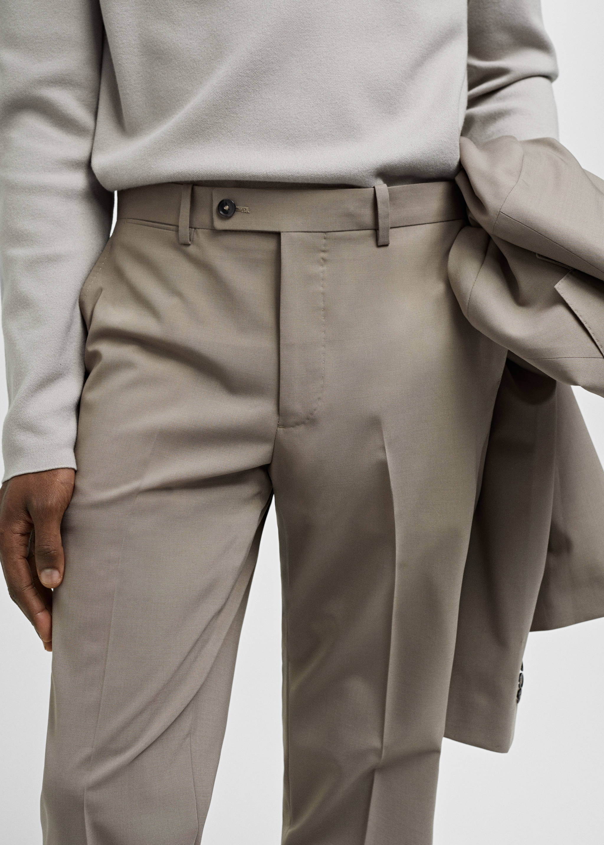 Slim fit wool suit pants - Details of the article 1