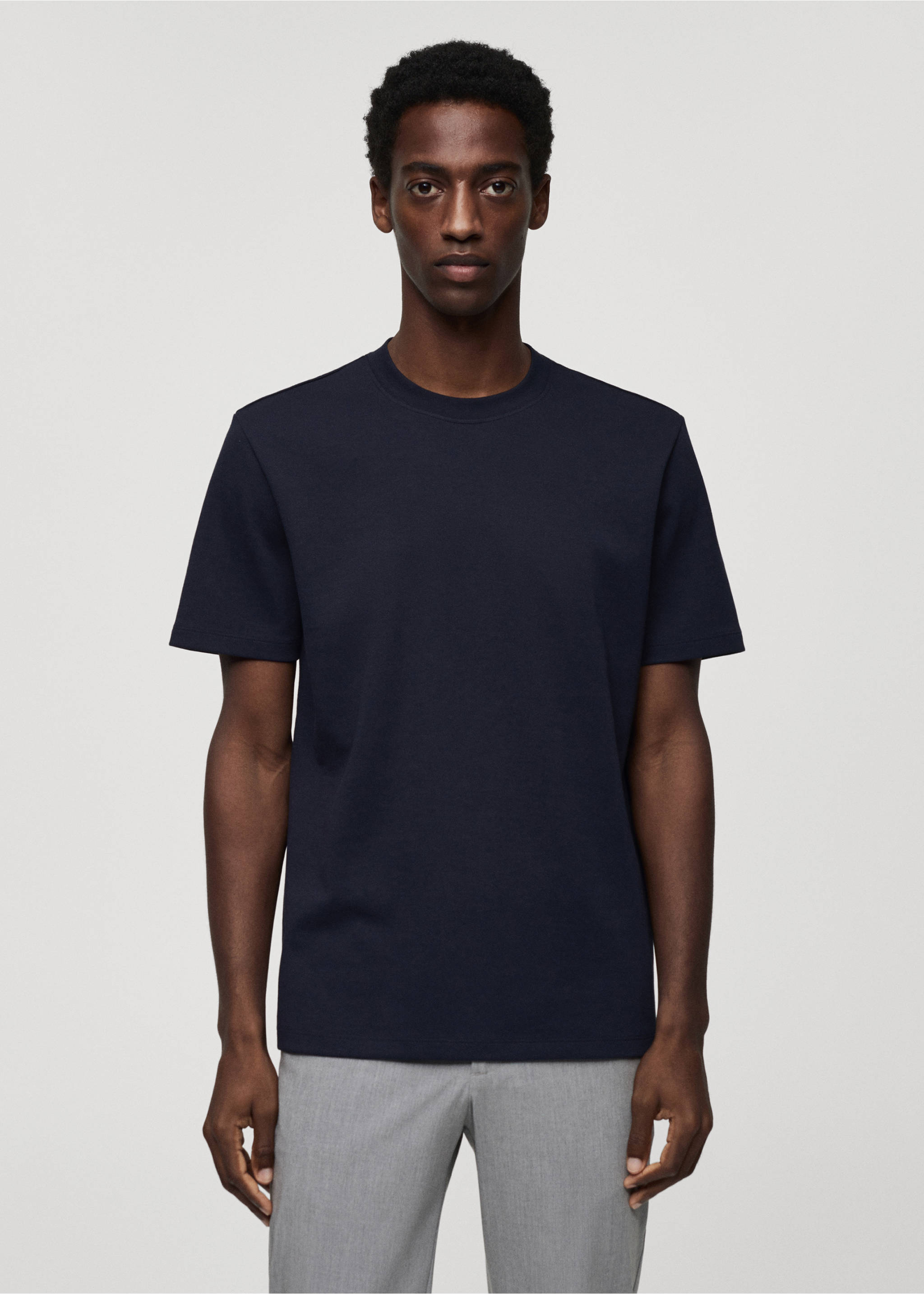 Breathable cotton t-shirt - Medium plane, Dark Navy. Ref: 67054454-00.