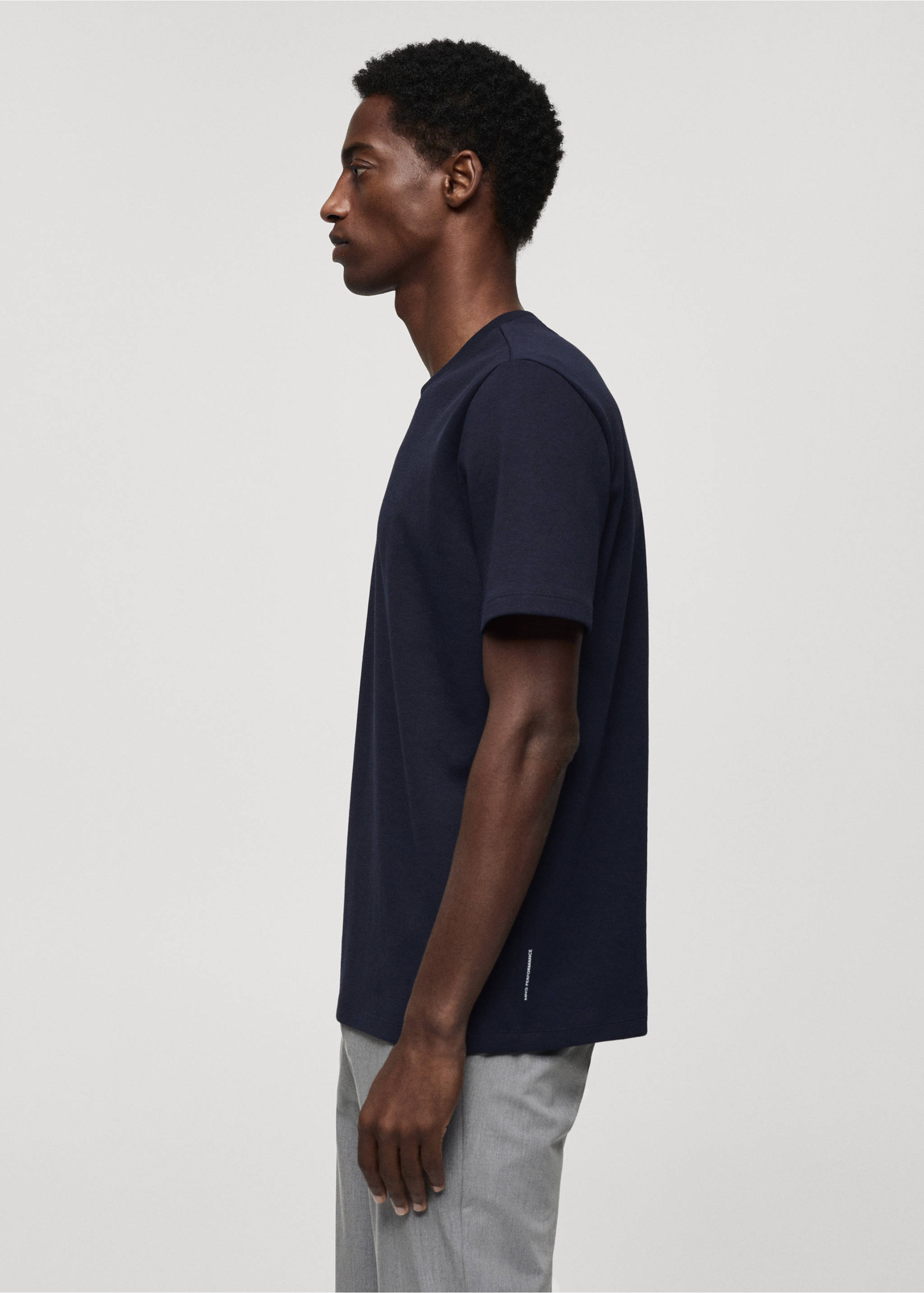 Breathable cotton t-shirt - Details of the article 2, Dark Navy. Ref: 67054454-00.