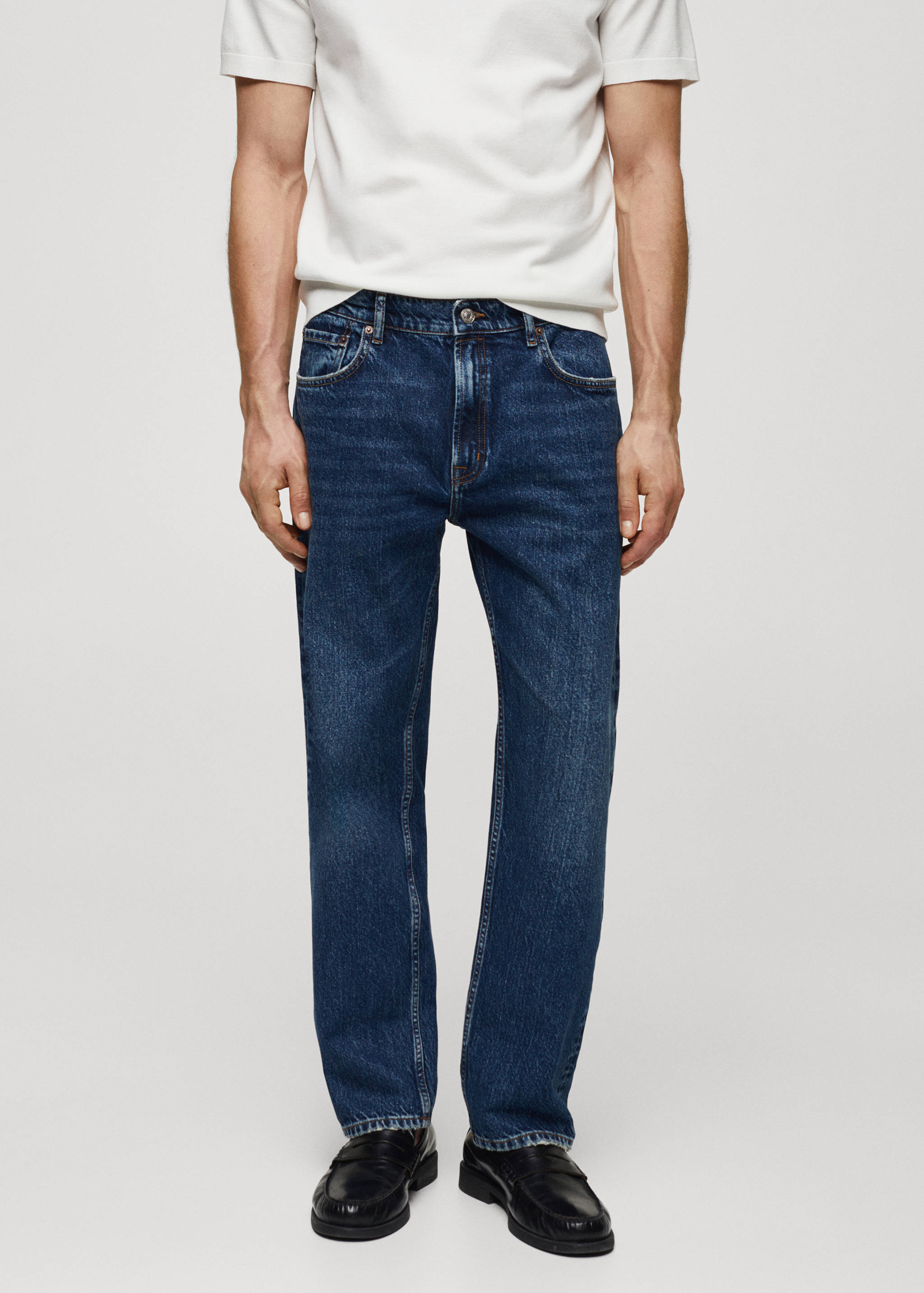 Regular-fit dark-wash jeans - Medium plane