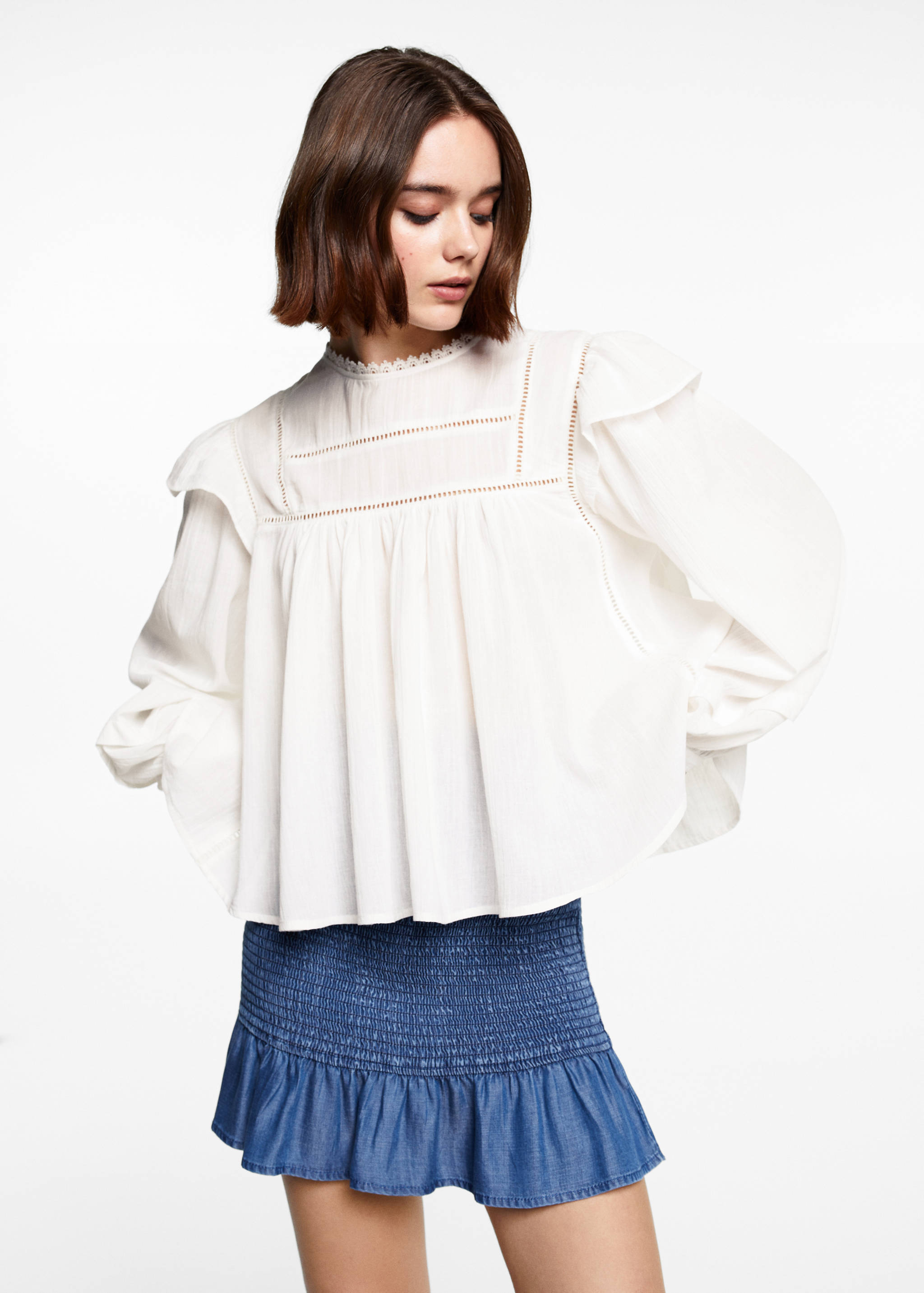 Blouse coton volantée - Plan moyen