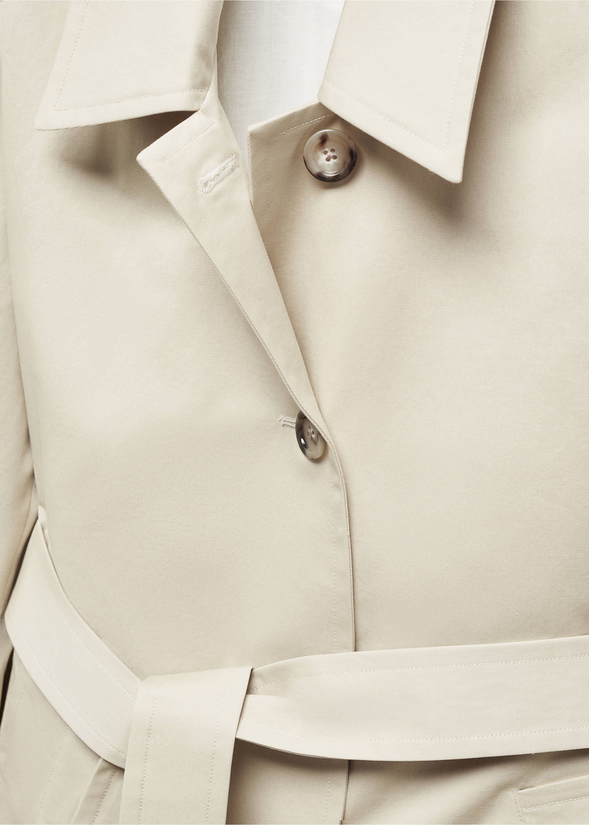 Cotton trench coat with shirt collar - Details of the article 8, Beige. Ref: 67054479-00.