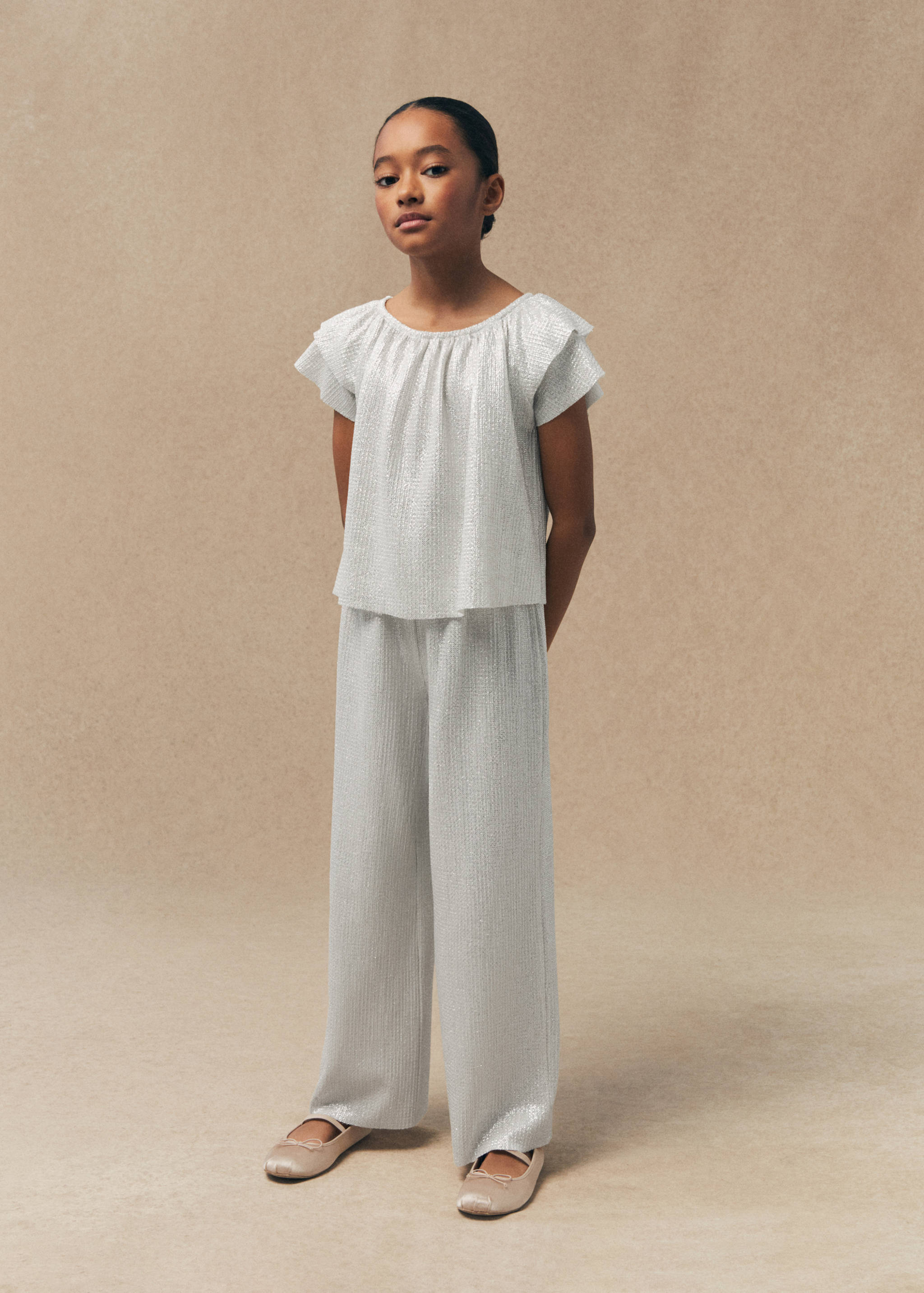 Metallic straight-fit trousers - General plane