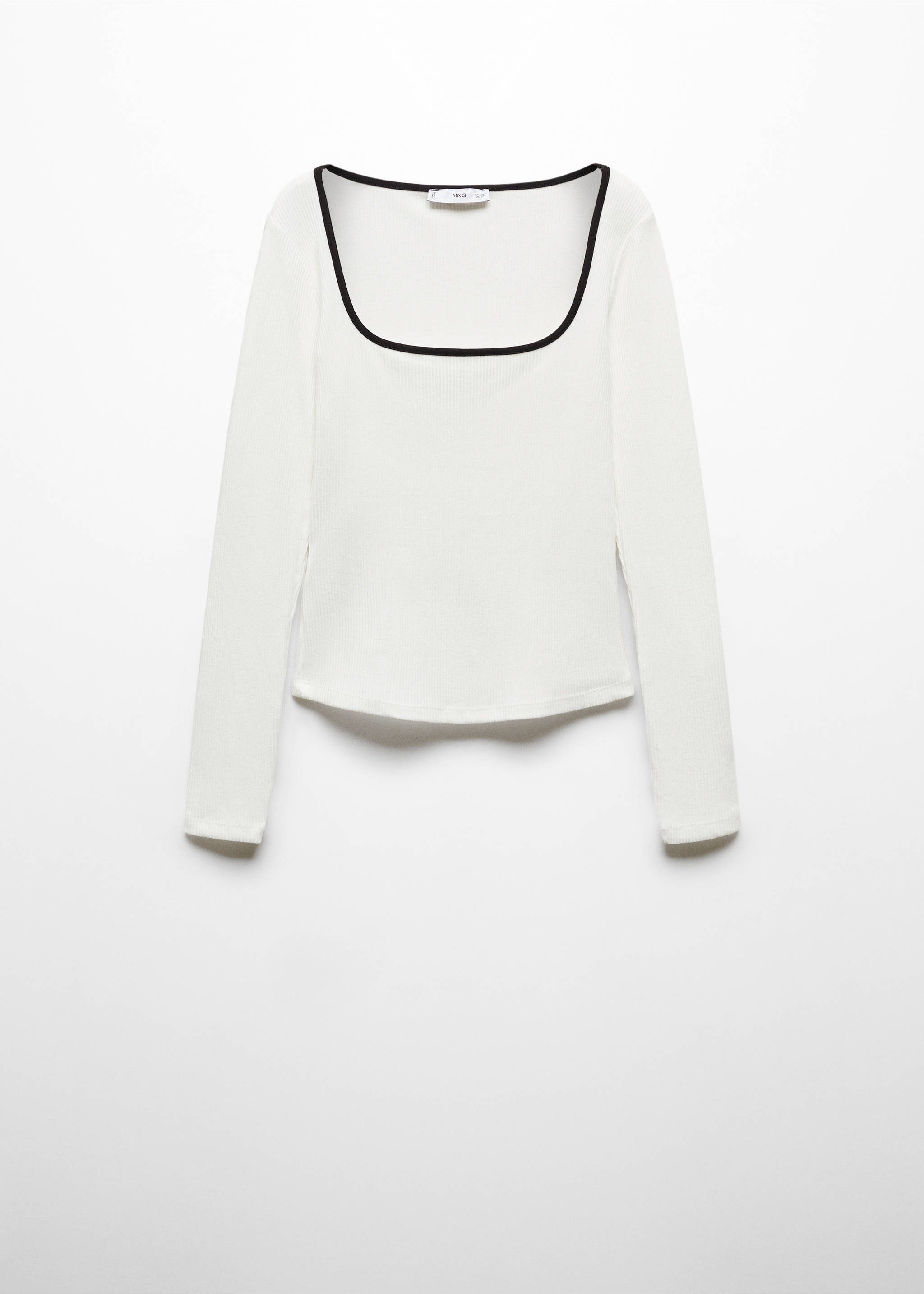 Ribbed Squared neckline t-shirt - Article without model, White. Ref: 67054784-00.