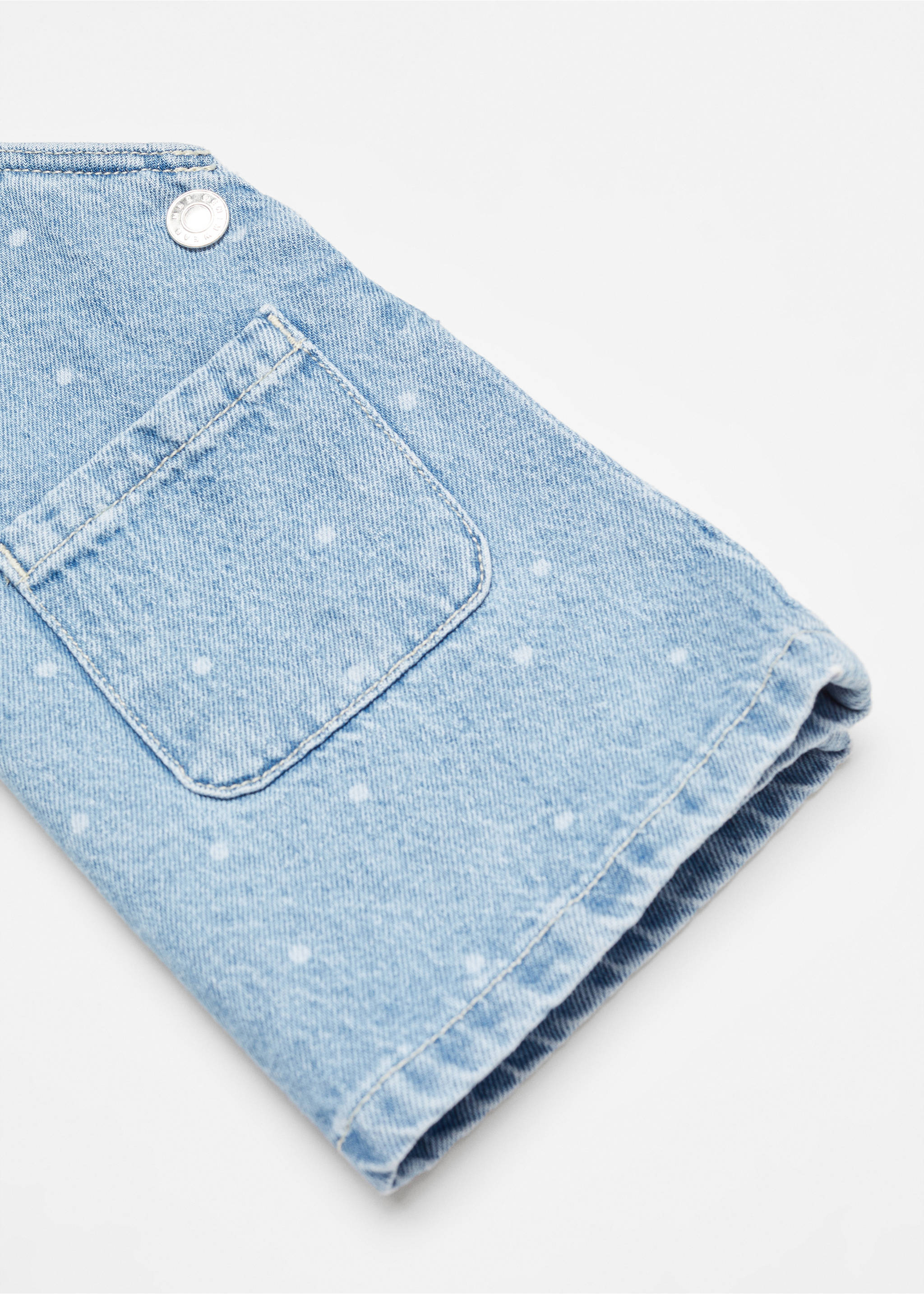 Sukienka na szelkach z denimu w grochy - Szczegóły artykułu 0, Jasnoniebieski. Ref: 67054787-00.