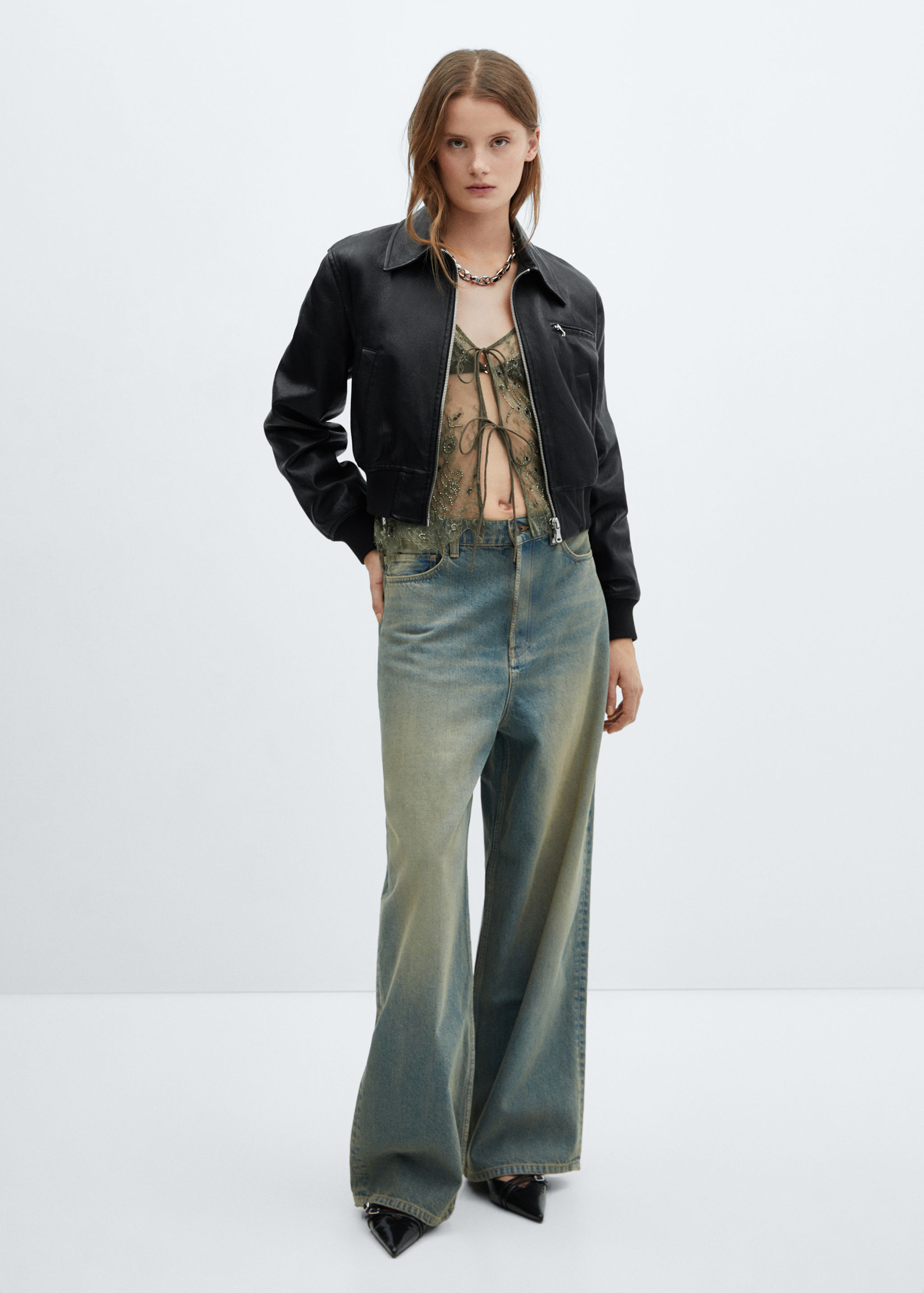 Vintage leather-effect jacket - General plane
