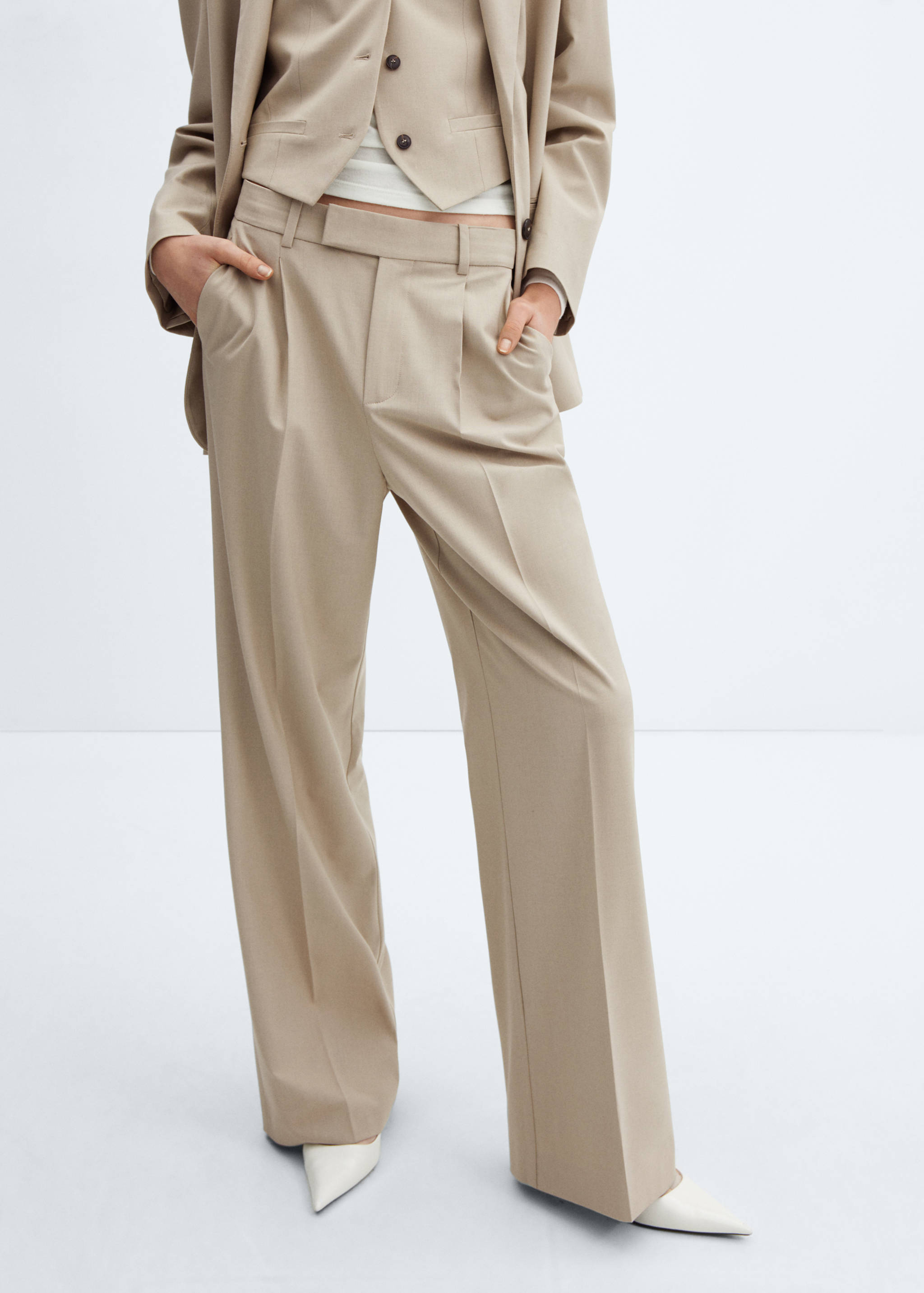 Wide leg suit trousers - Medium plane