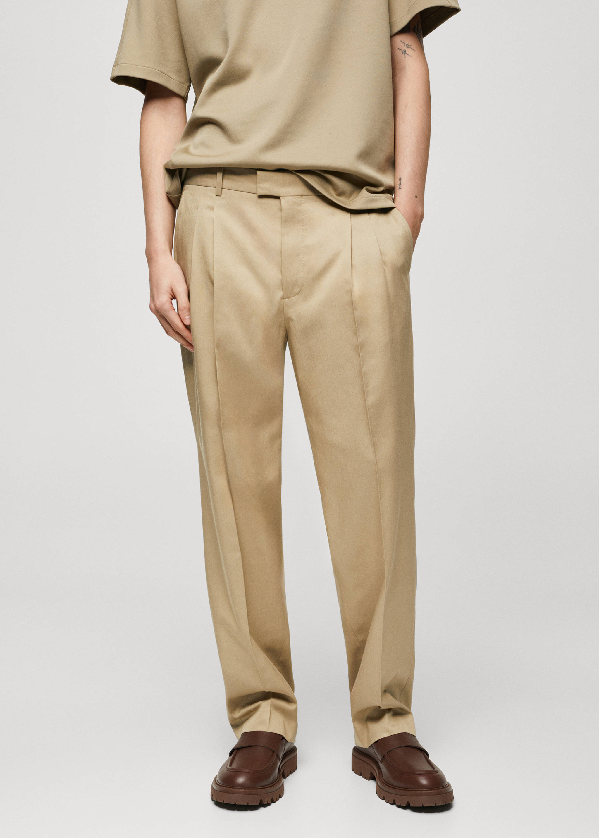 Relaxed-fit suit pants with pleats - Medium plane