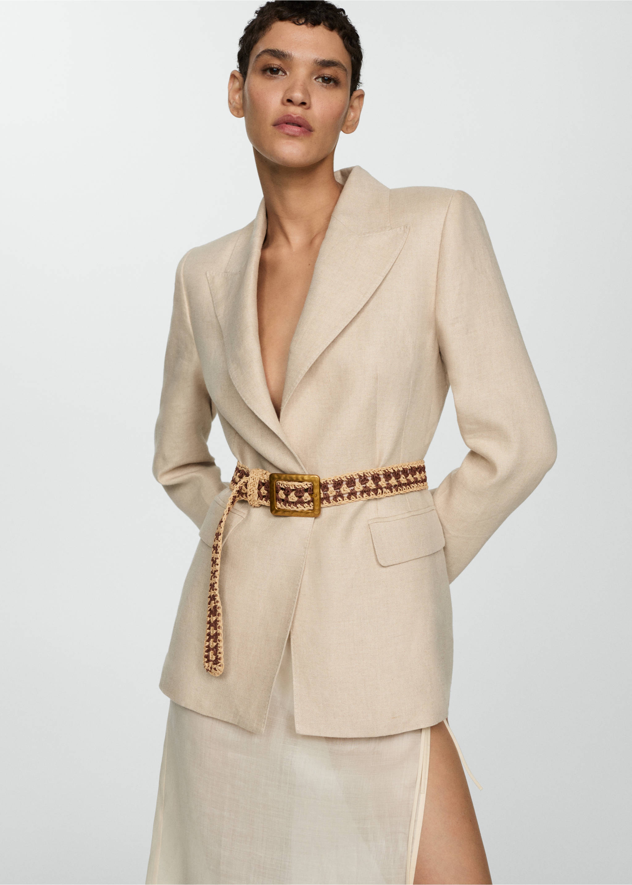 Gürtel mit Schnalle in Häkel-Optik - Allgemeine Ansicht, Braun. Ref: 67055727-00.