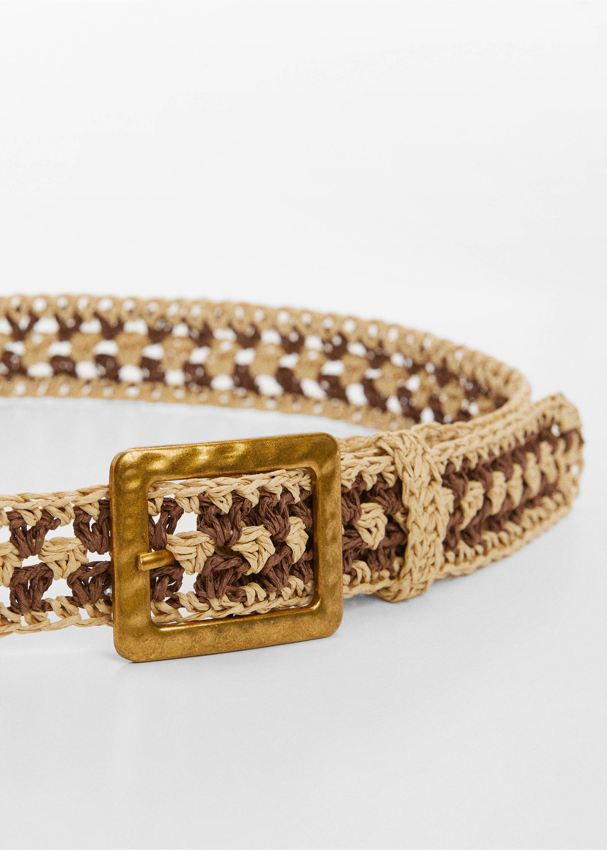 Gürtel mit Schnalle in Häkel-Optik - Mittlere Ansicht, Braun. Ref: 67055727-00.